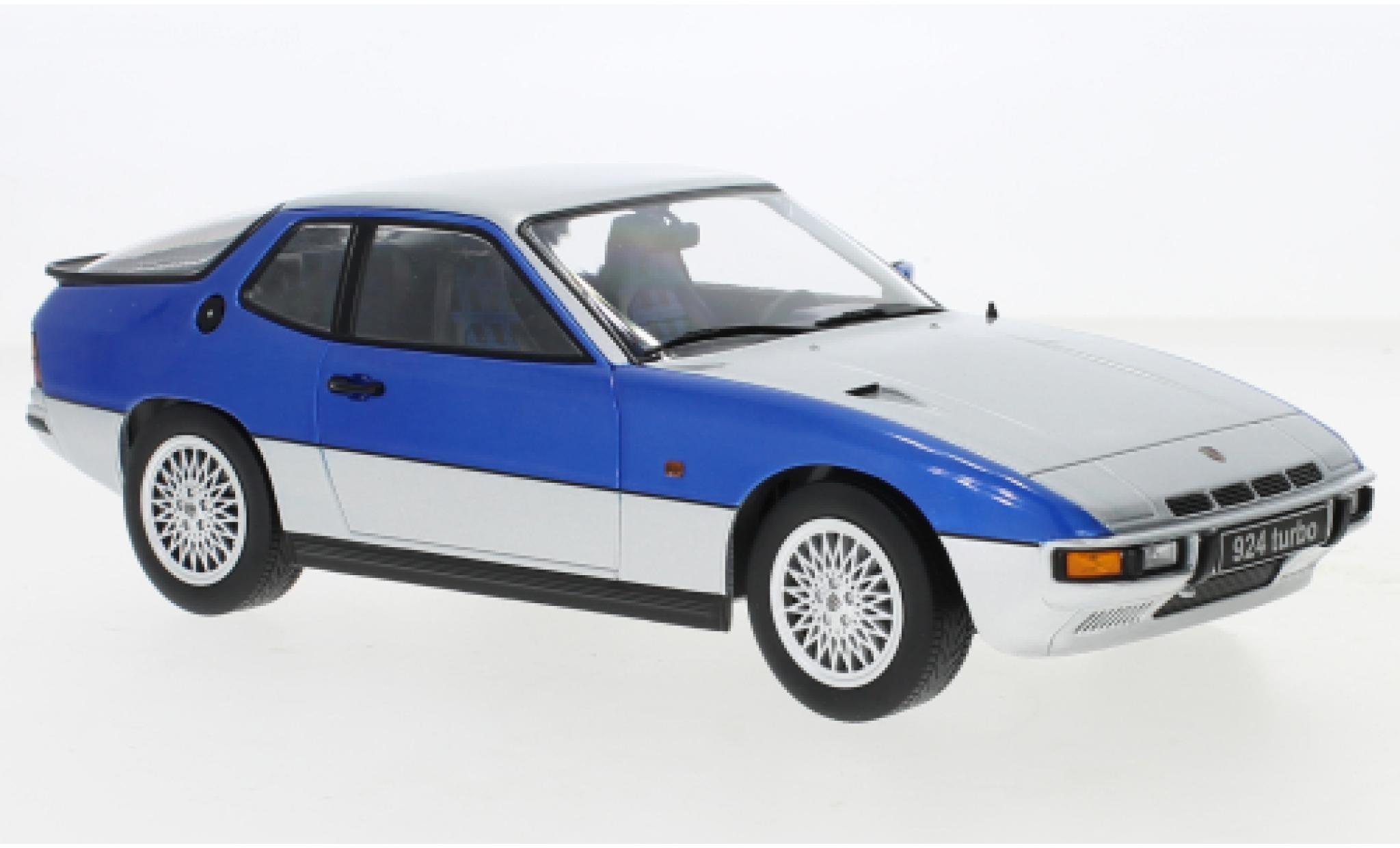 Porsche 924 1/18 KK Scale Turbo grijs/metallic blauw 1986 modelauto
