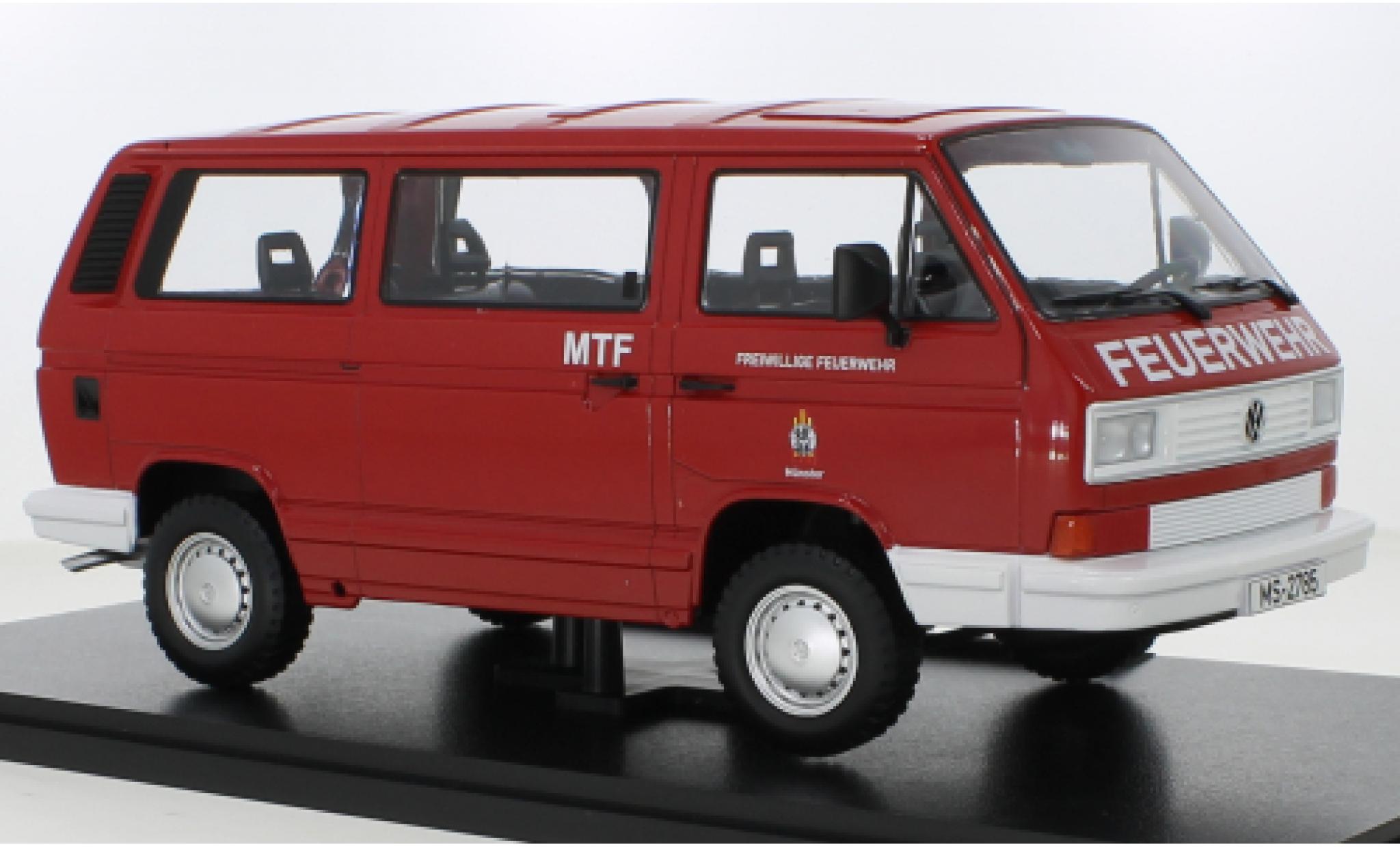 Volkswagen T3 1/18 KK Scale Bus Syncro Brandweer M&uuml;nster 1987 modelauto