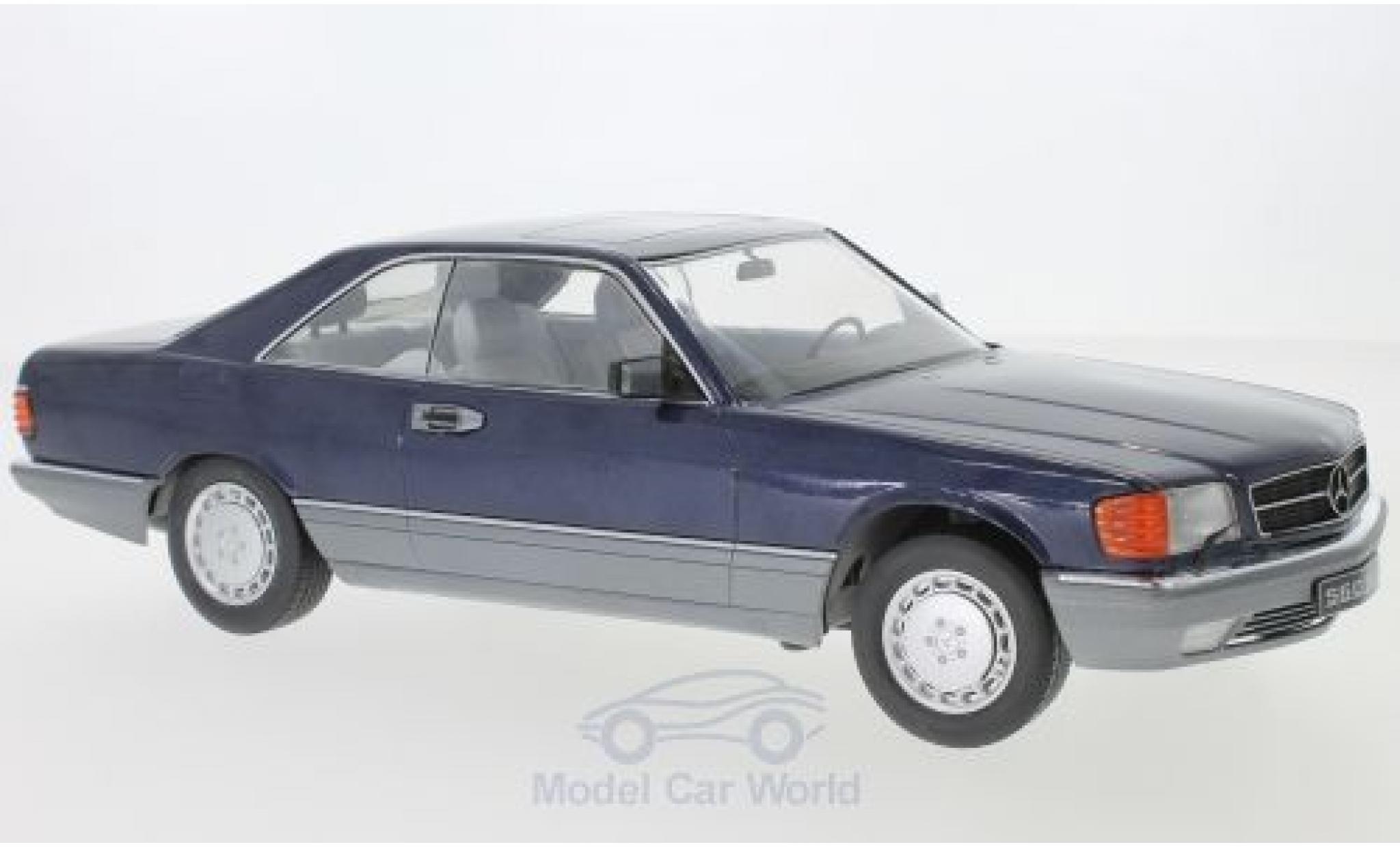 Mercedes 560 1/18 KK Scale SEC (C126) metallic blauw modelauto