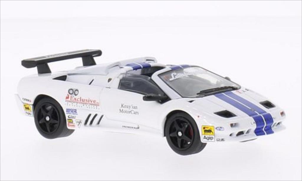 Lamborghini Diablo 1/43 WhiteBox VT-R Roadster Trofeo wit/blauw 1997 modelauto