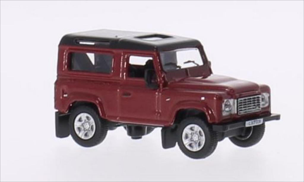 Land Rover Defender 1/76 Oxford 90 metallic rood/metallic zwart RHD modelauto