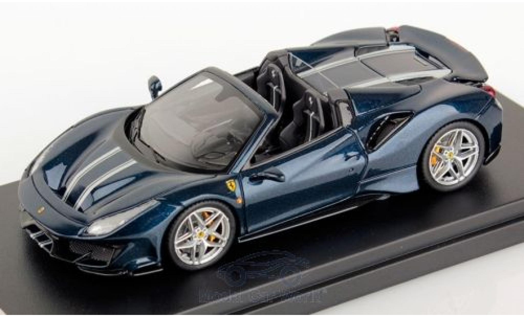 Ferrari 488 1/43 Look Smart Pista Spider metallic blauw/Dekor 2018 modelauto