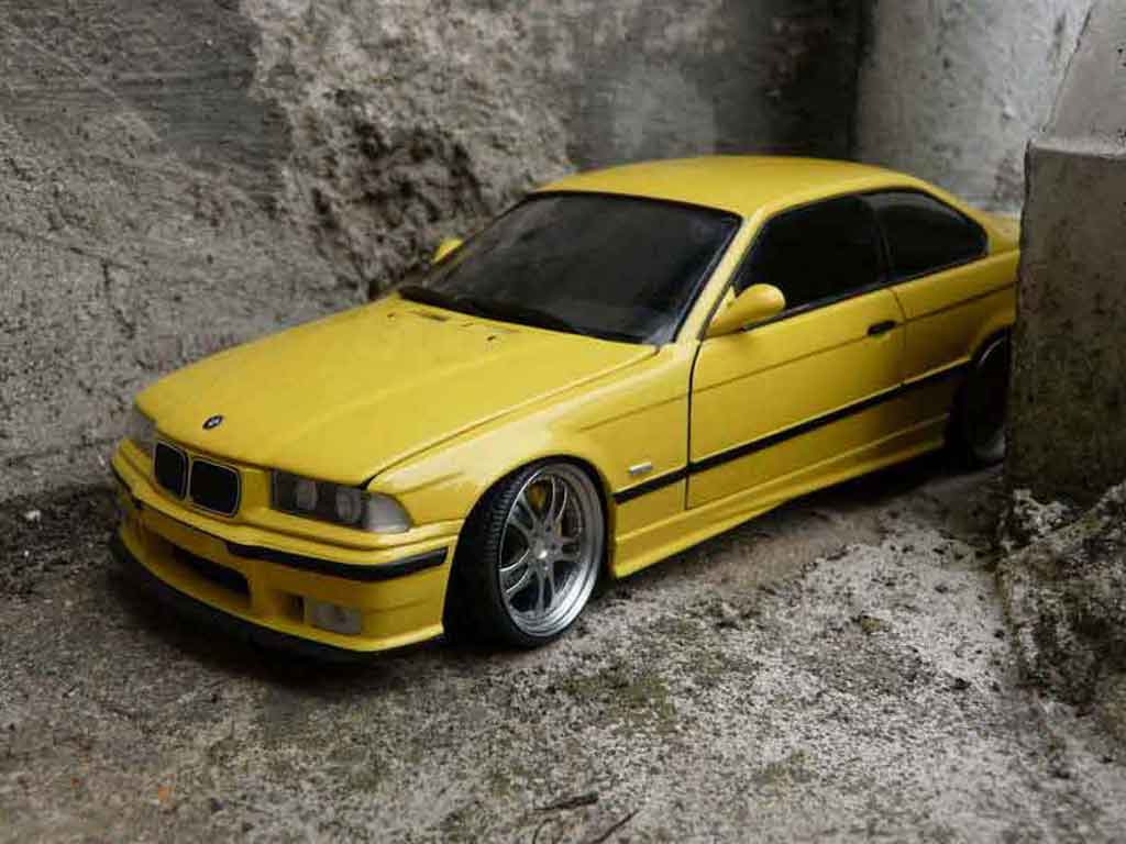 Bmw M3 coupe jaune E36 jantes alu tuning 1/18 Ut Models
