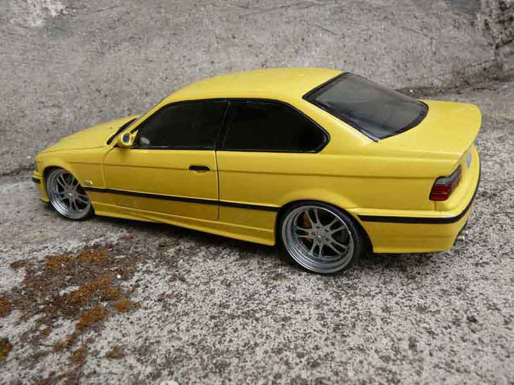 Bmw M3 coupe jaune E36 jantes alu tuning 1/18 Ut Models