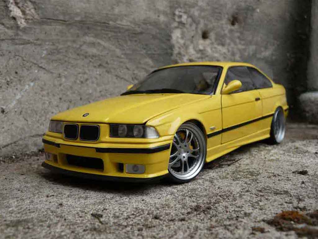 Bmw M3 coupe jaune E36 jantes alu tuning 1/18 Ut Models