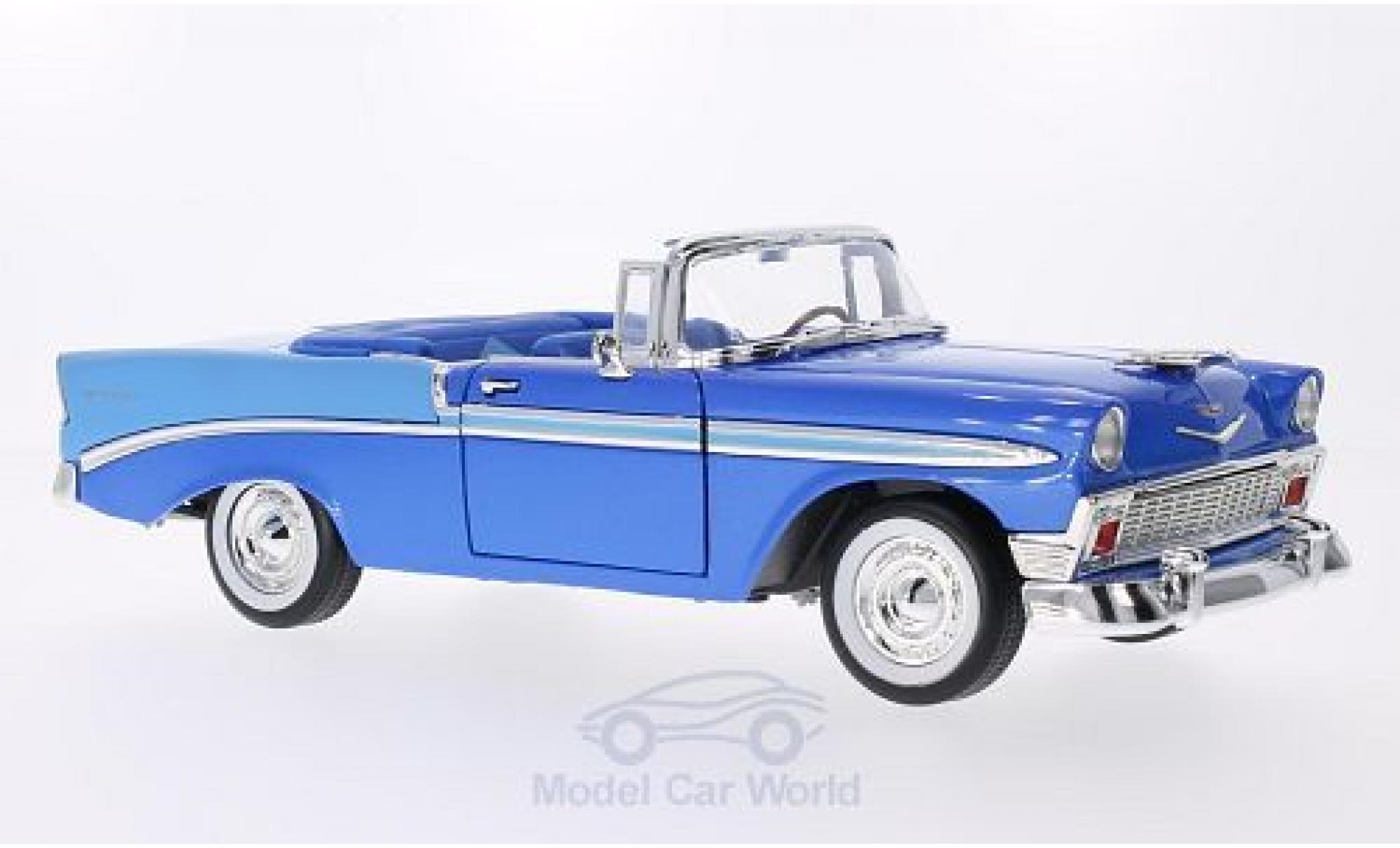 Chevrolet Bel Air 1/18 Lucky Die Cast metallic blauw/blauw 1956 modelauto