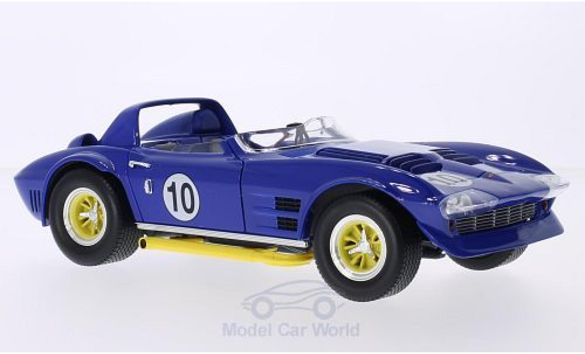 Chevrolet Corvette 1/18 Lucky Die Cast Grand Sport Roadster blauw No.10 1964 modelauto
