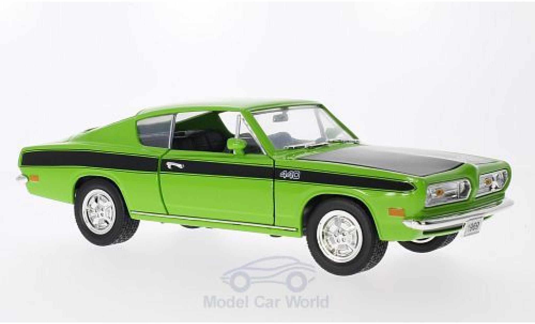 Plymouth Barracuda 1969 1/18 Lucky Die Cast groen/matt-zwart 1969 modelauto