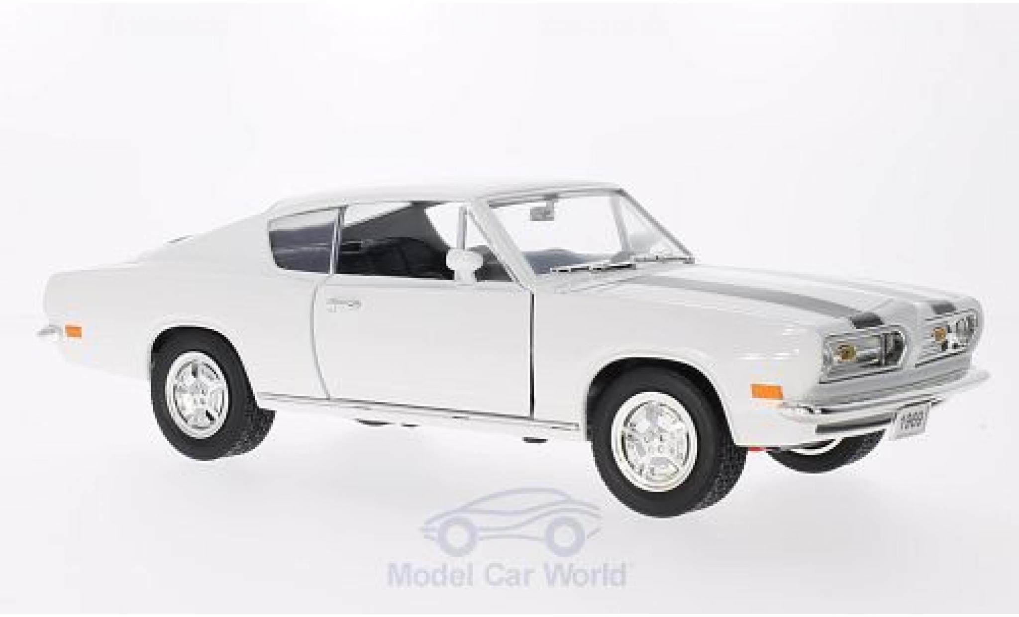Plymouth Barracuda 1969 1/18 Lucky Die Cast wit/zwart 1969 modelauto