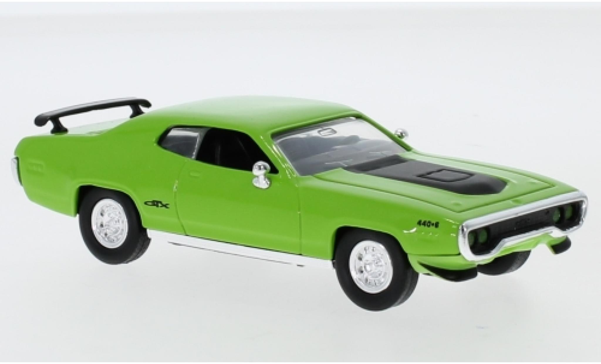Plymouth GTX 1/43 Lucky Die Cast groen/matt-zwart 1971 modelauto