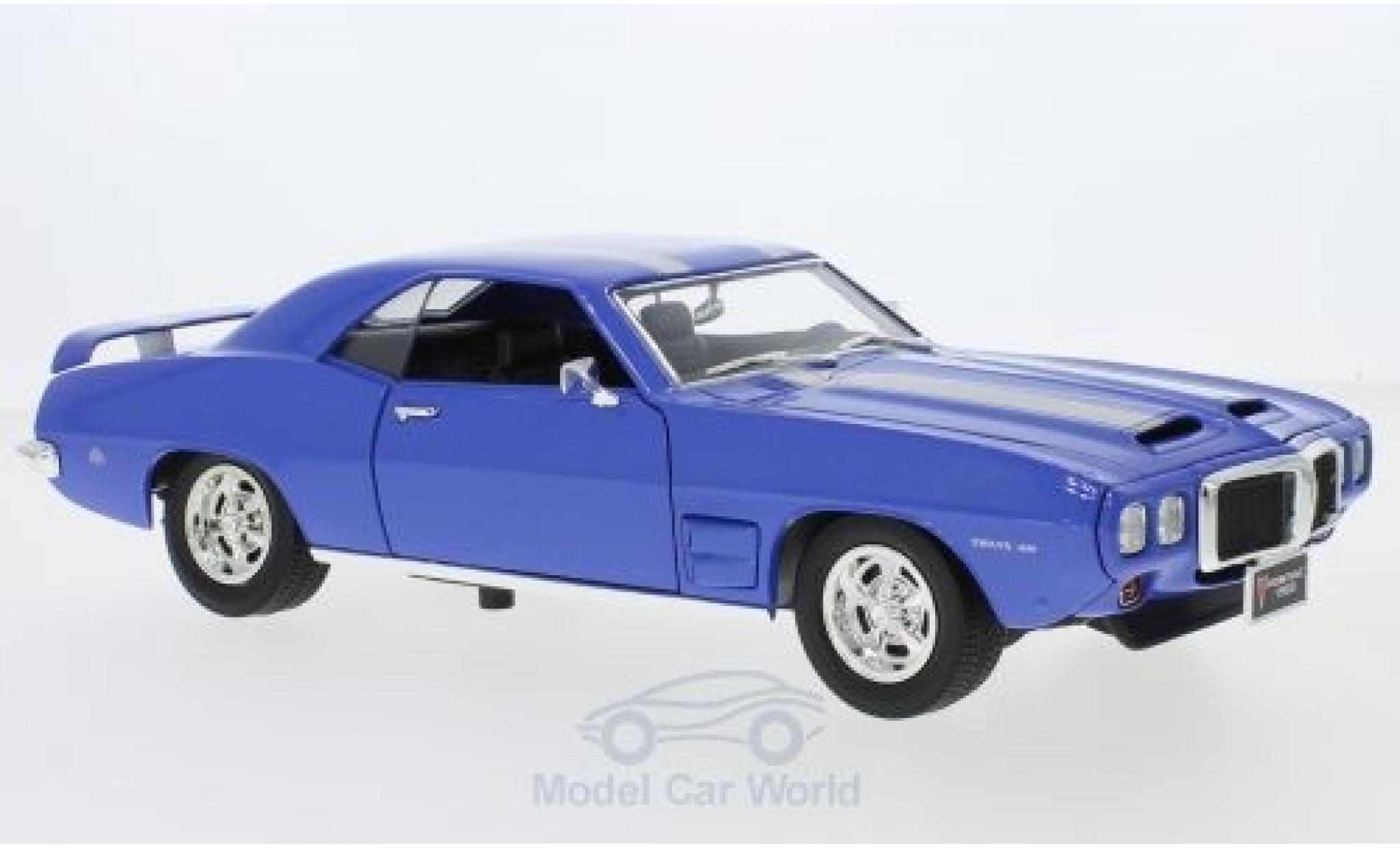 Pontiac Firebird 1969 1/18 Lucky Die Cast Trans Am metallic blauw/grijs 1969 modelauto