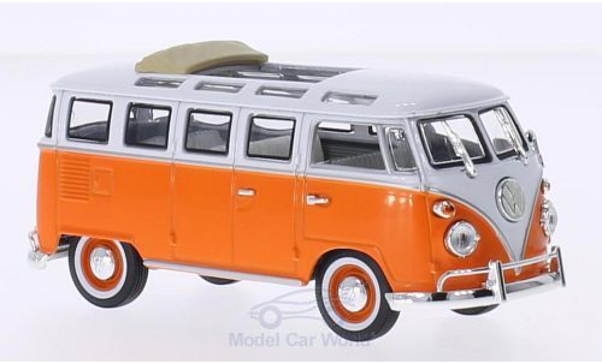 Volkswagen T1 1/43 Lucky Die Cast Samba oranje/wit 1962 Faltdach ge&ouml;ffnet modelauto