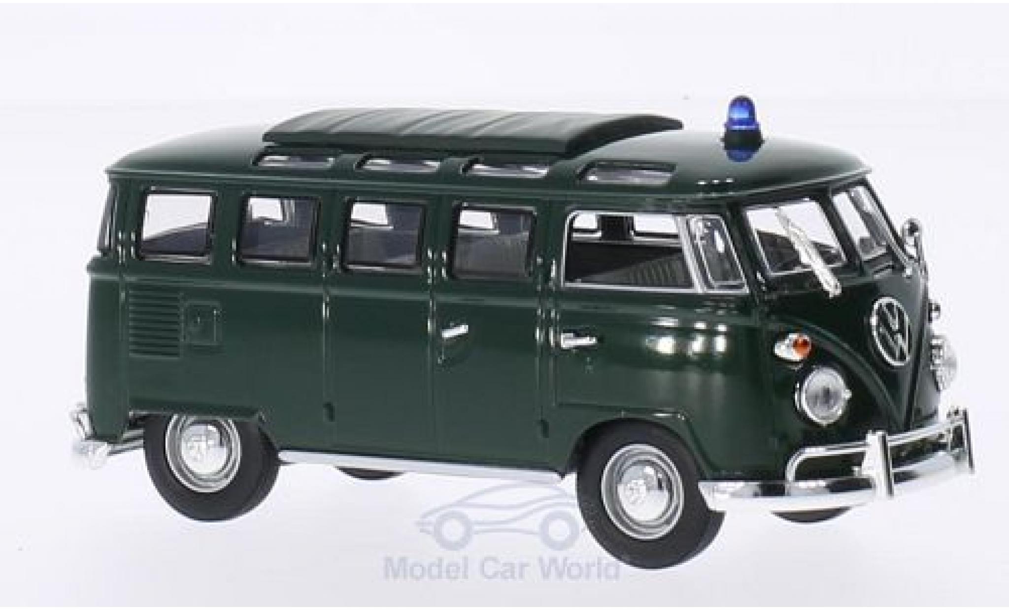 Volkswagen T1 B 1/43 Lucky Die Cast Samba Politie groen 1962 modelauto