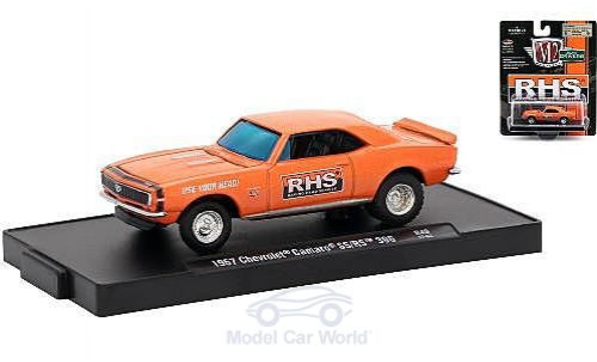 Chevrolet Camaro RS 1/64 M2 Machines SS/RS 396 metallic oranje Racing Head Service (RHS) 1967 modelauto