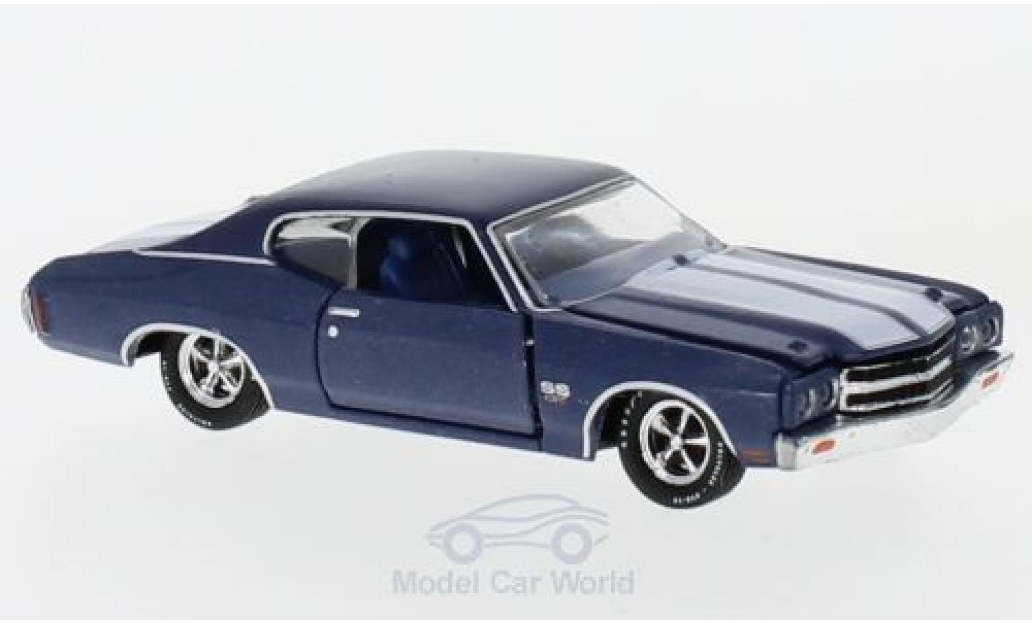 Chevrolet Chevelle 1970 1/64 M2 Machines Malibu SS 454 metallic blauw/wit 1970 modelauto