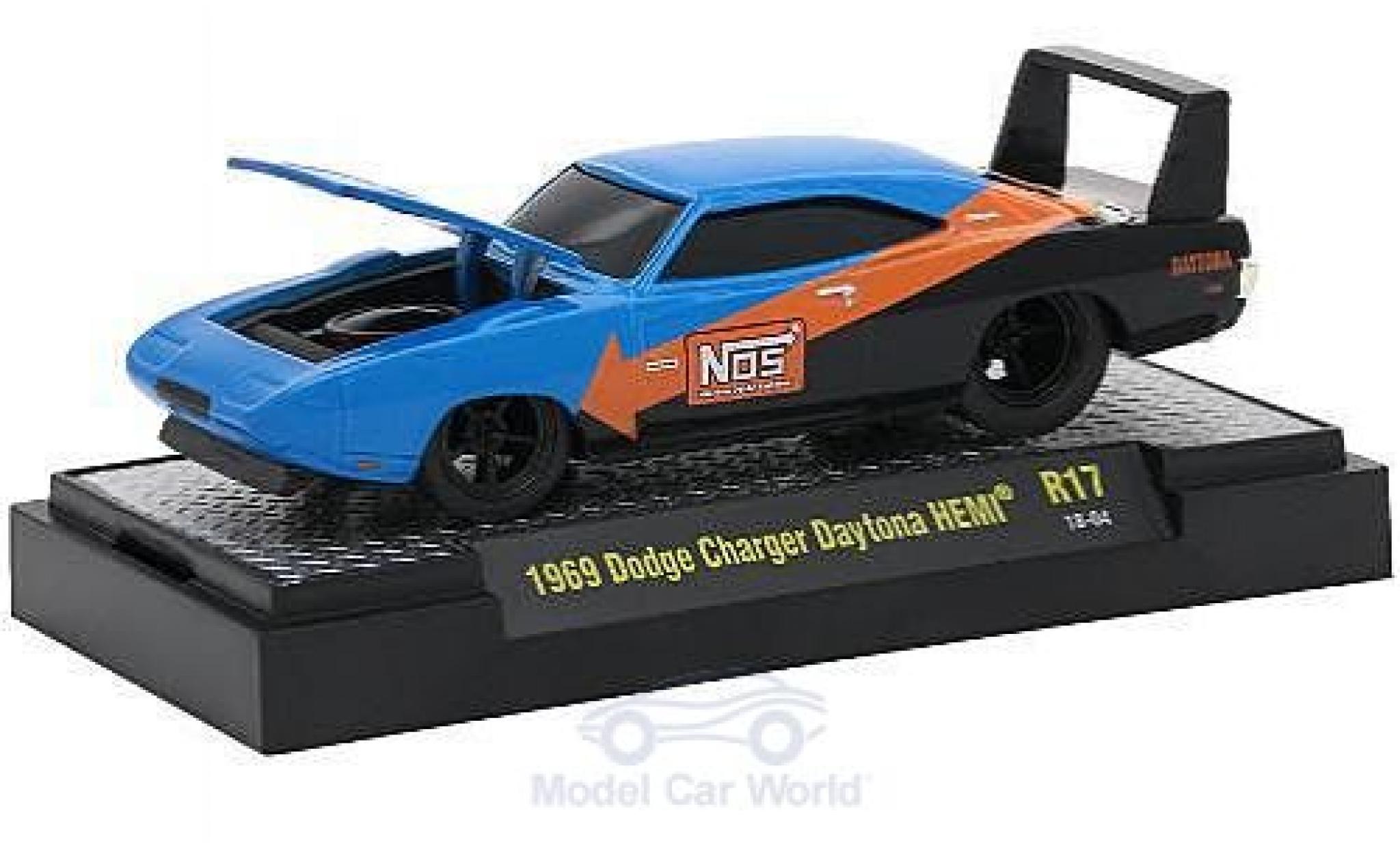 Dodge Charger 1/64 M2 Machines Daytona HEMI blauw/zwart Nos 1969 modelauto