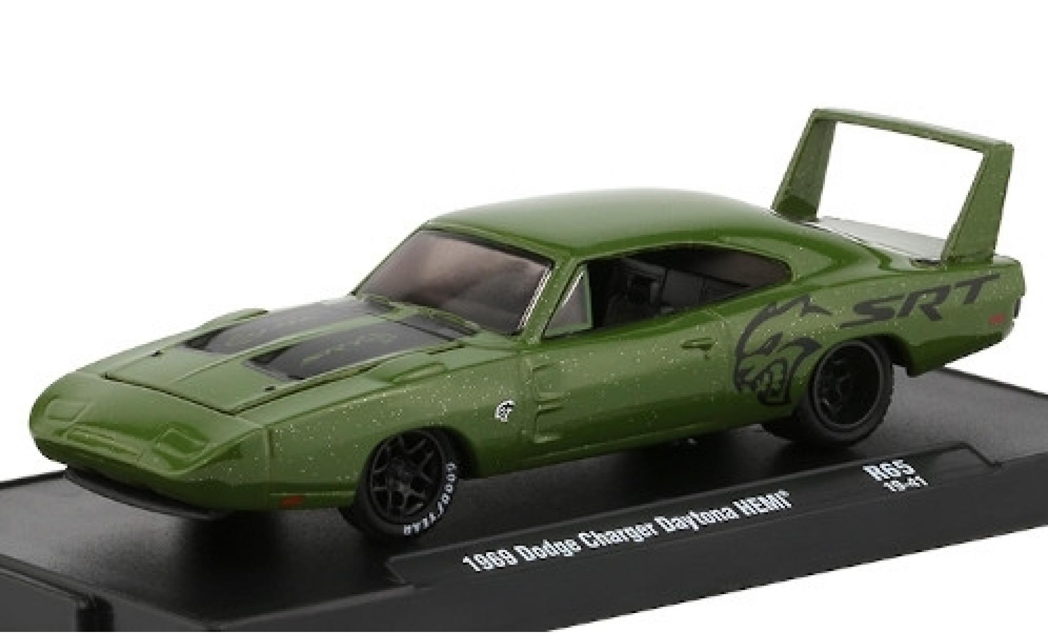Dodge Charger 1/64 M2 Machines Daytona HEMI metallic groen/matt-zwart SRT 1969 modelauto