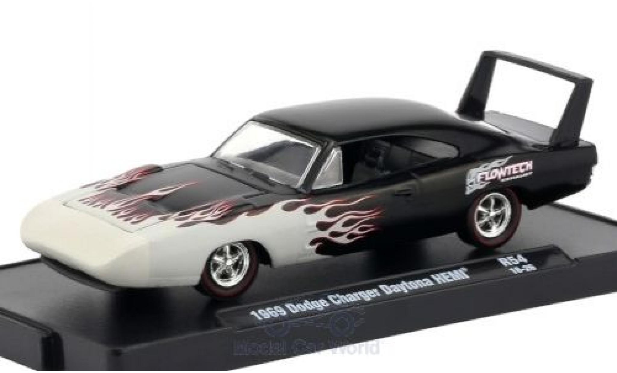 Dodge Charger Daytona 1/64 M2 Machines Daytona HEMI zwart/Dekor 1969 modelauto