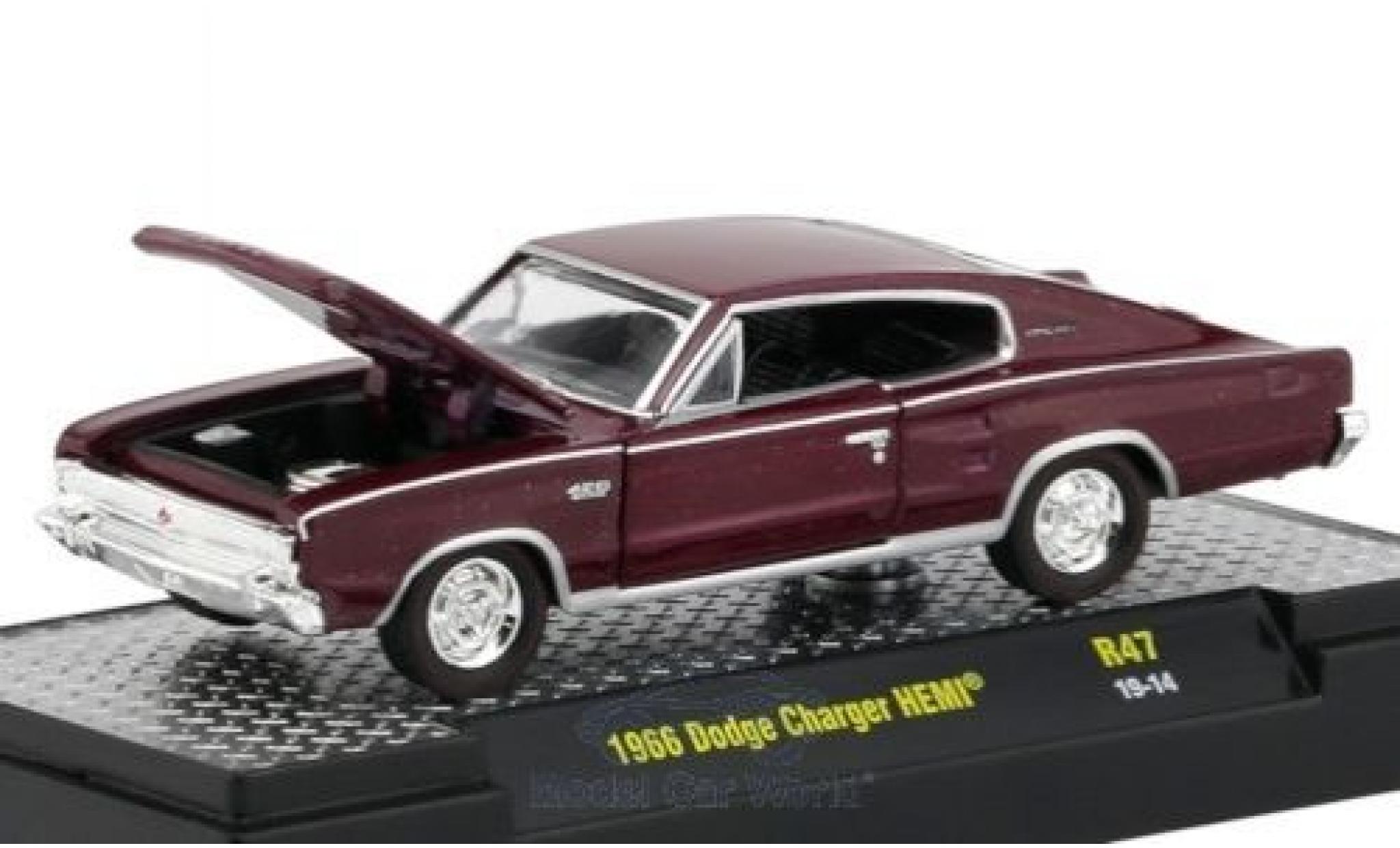 Dodge Charger 1/64 M2 Machines HEMI metallic rood 1966 modelauto