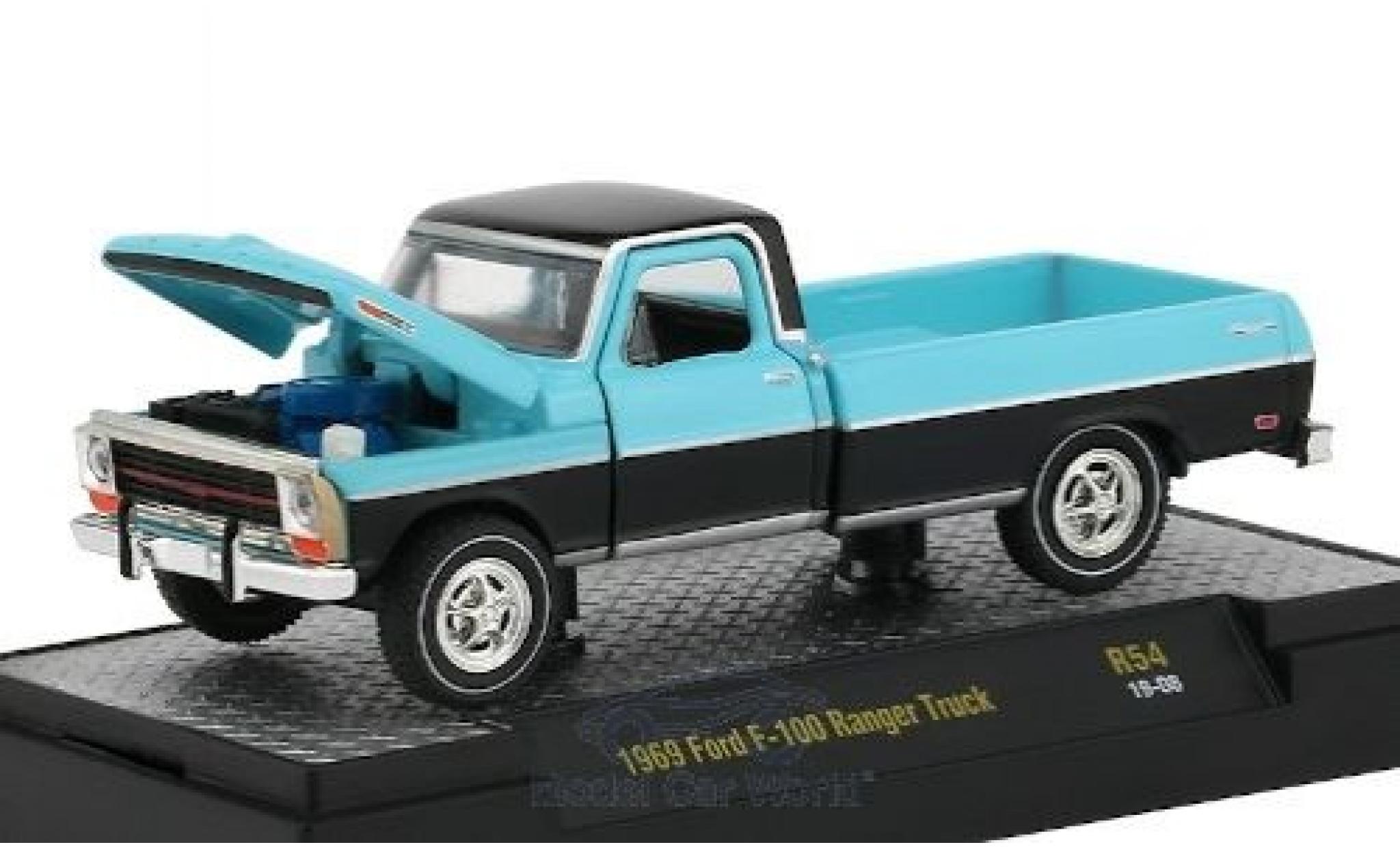 Ford F-1 1/64 M2 Machines 00 Ranger Truck zwart/blauw 1969 modelauto