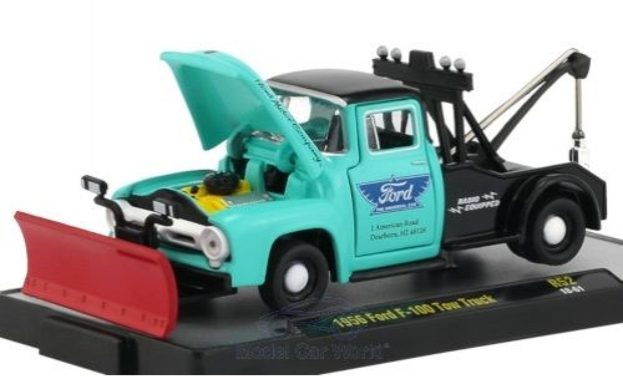 Ford F-1 1/64 M2 Machines 00 Tow Truck t&uuml;rkis/zwart 1956 modelauto