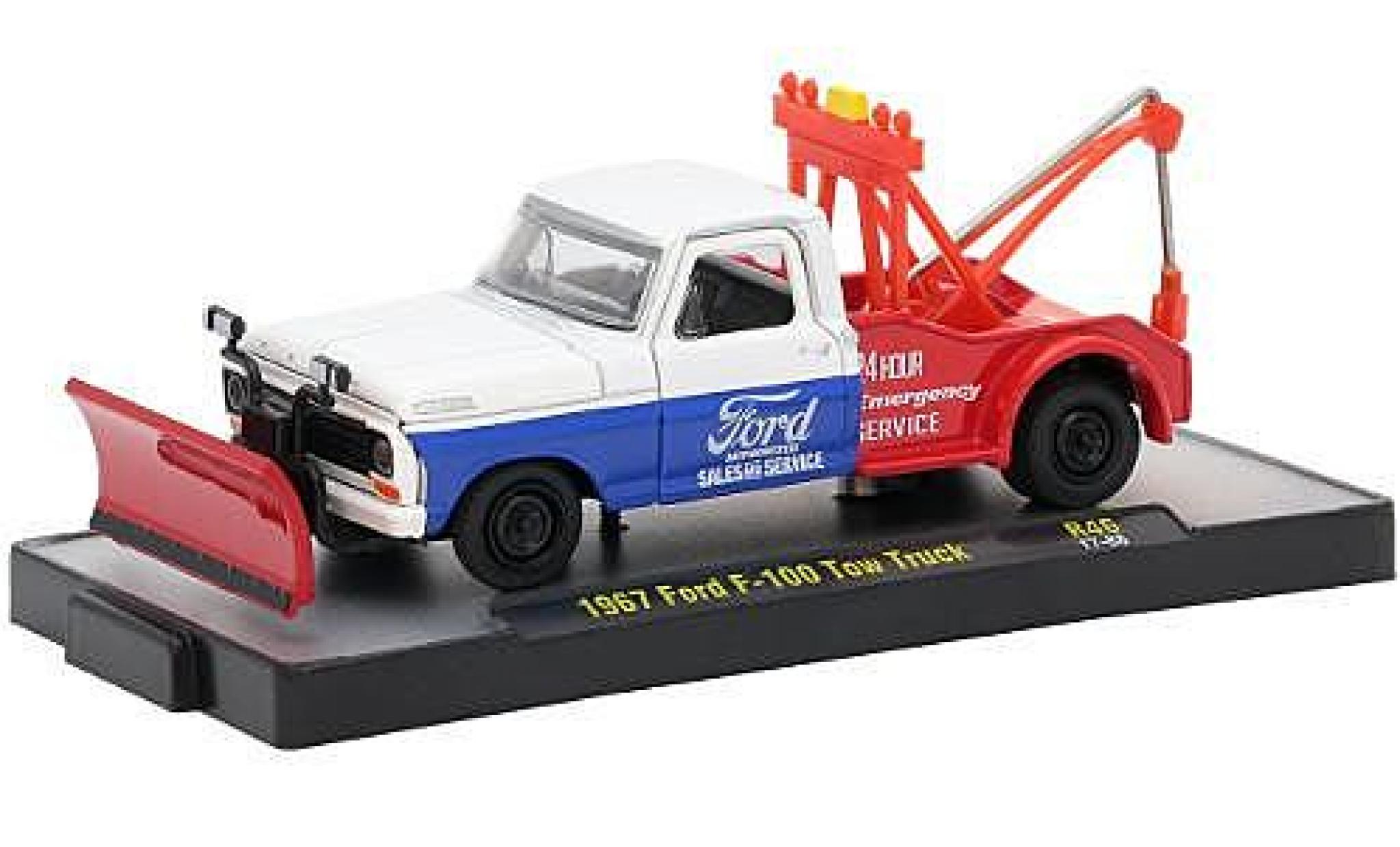Ford F-1 1/64 M2 Machines 00 Tow Truck wit/blauw Sales & Service 1967 modelauto