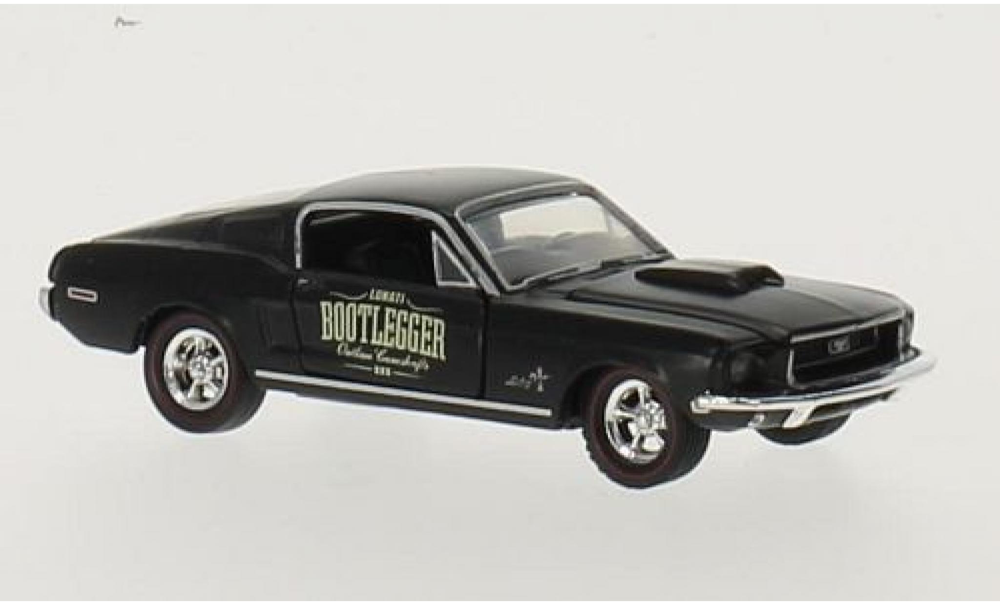 Ford Mustang 1/64 M2 Machines Cobra-Jet zwart Bootlegger 1968 modelauto