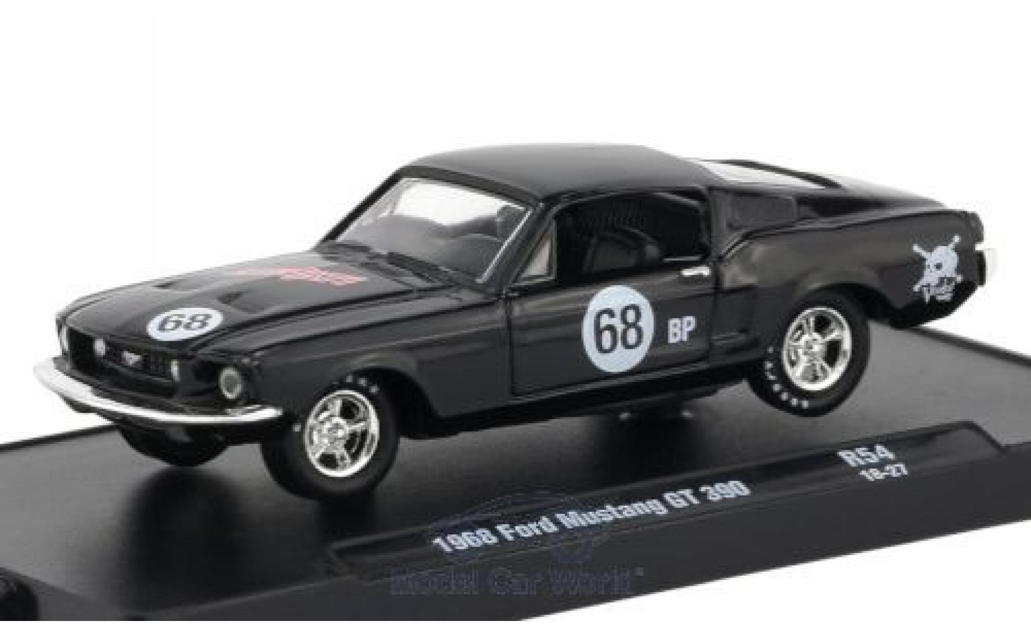 Ford Mustang GT 1/64 M2 Machines GT 390 zwart 1968 modelauto