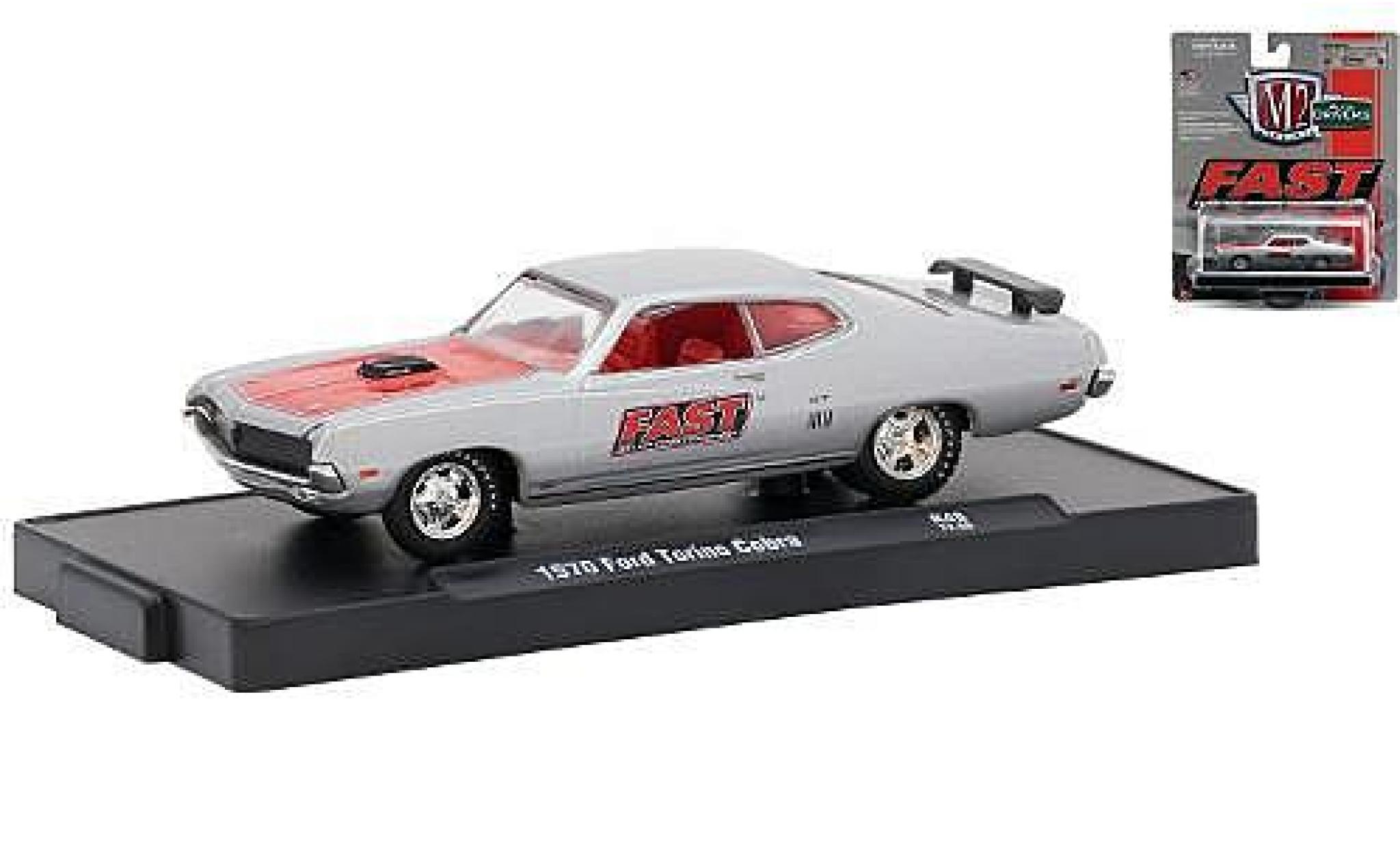 Ford Torino 1/64 M2 Machines Cobra grijs/rood FAST (Fuel Air Spark Technology) 1970 modelauto