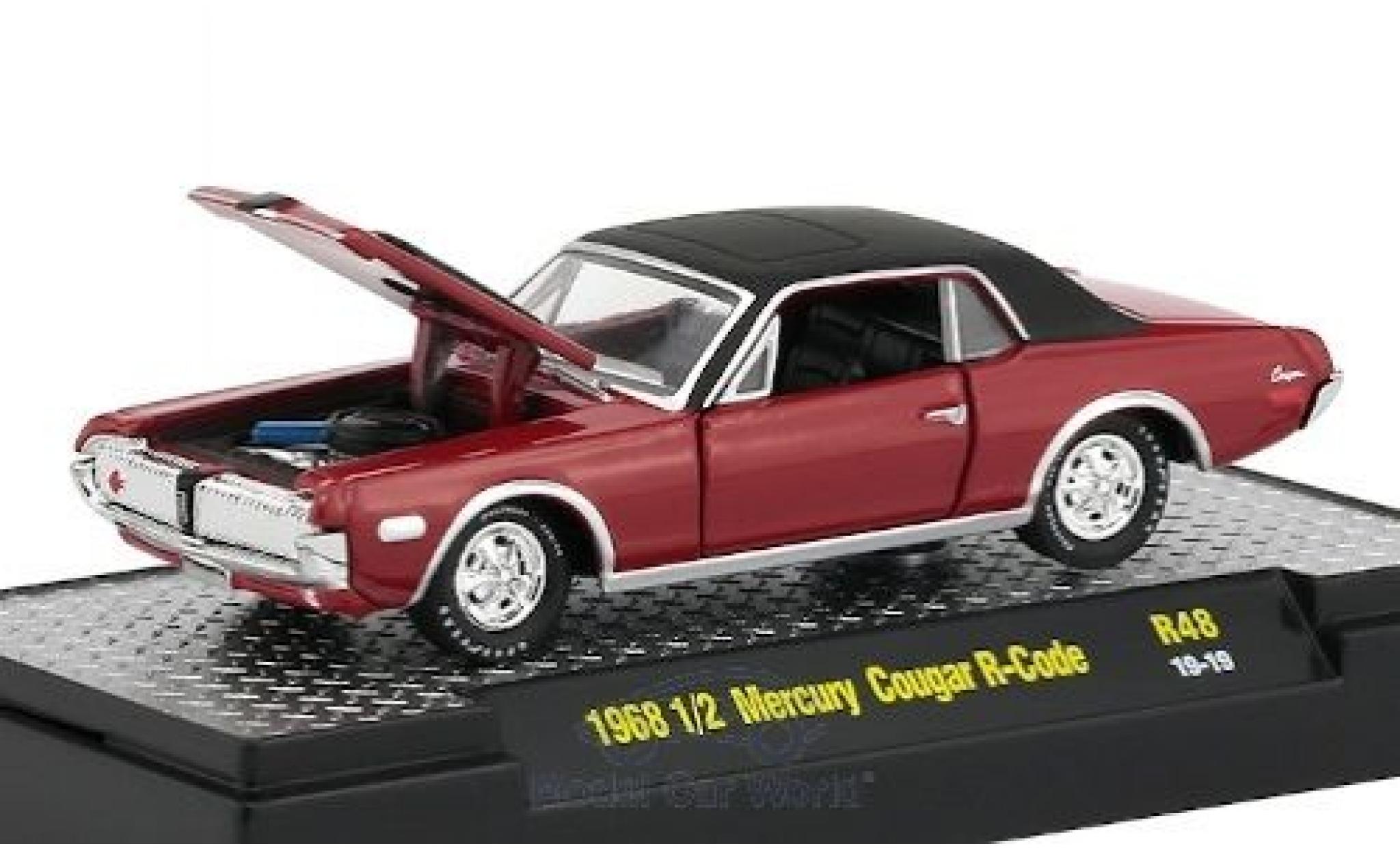 Mercury Cougar 1/64 M2 Machines R-Code rood/matt-zwart 1968 modelauto