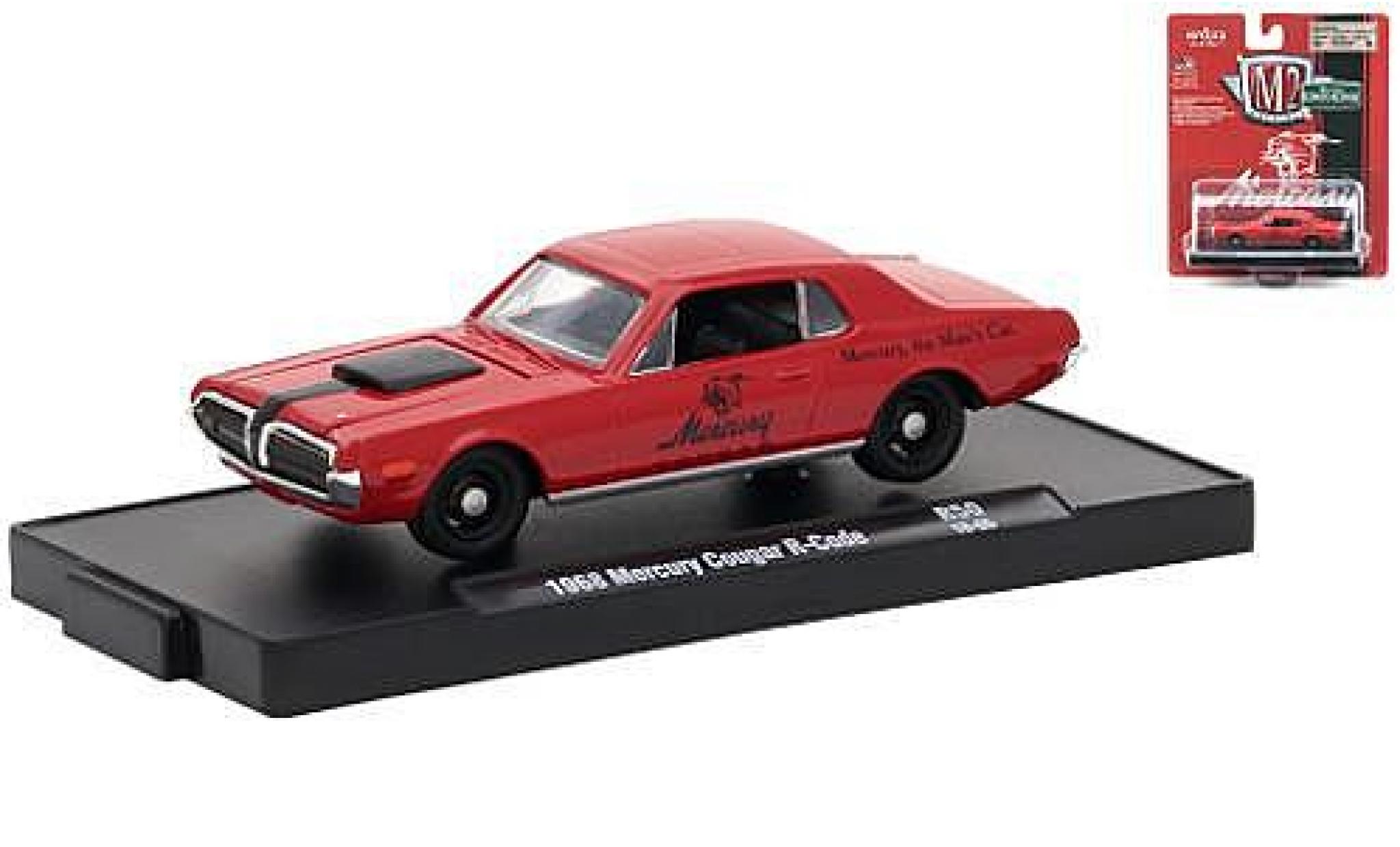 Mercury Cougar 1/64 M2 Machines R-Code rood/zwart 1968 modelauto