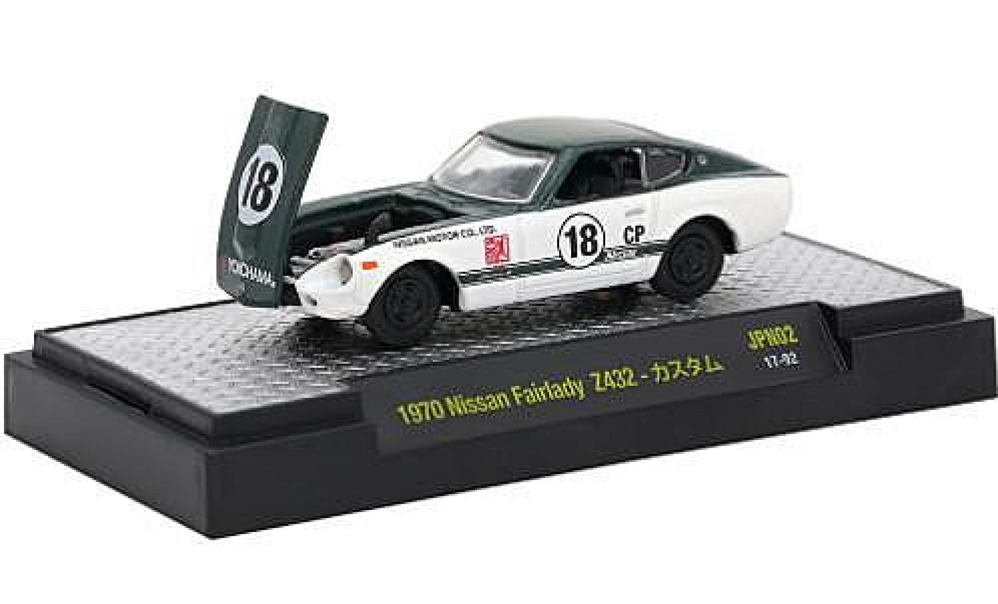 Nissan Fairlady Z 1/64 M2 Machines 432 metallic groen/wit RHD 1970 Nr.18 modelauto