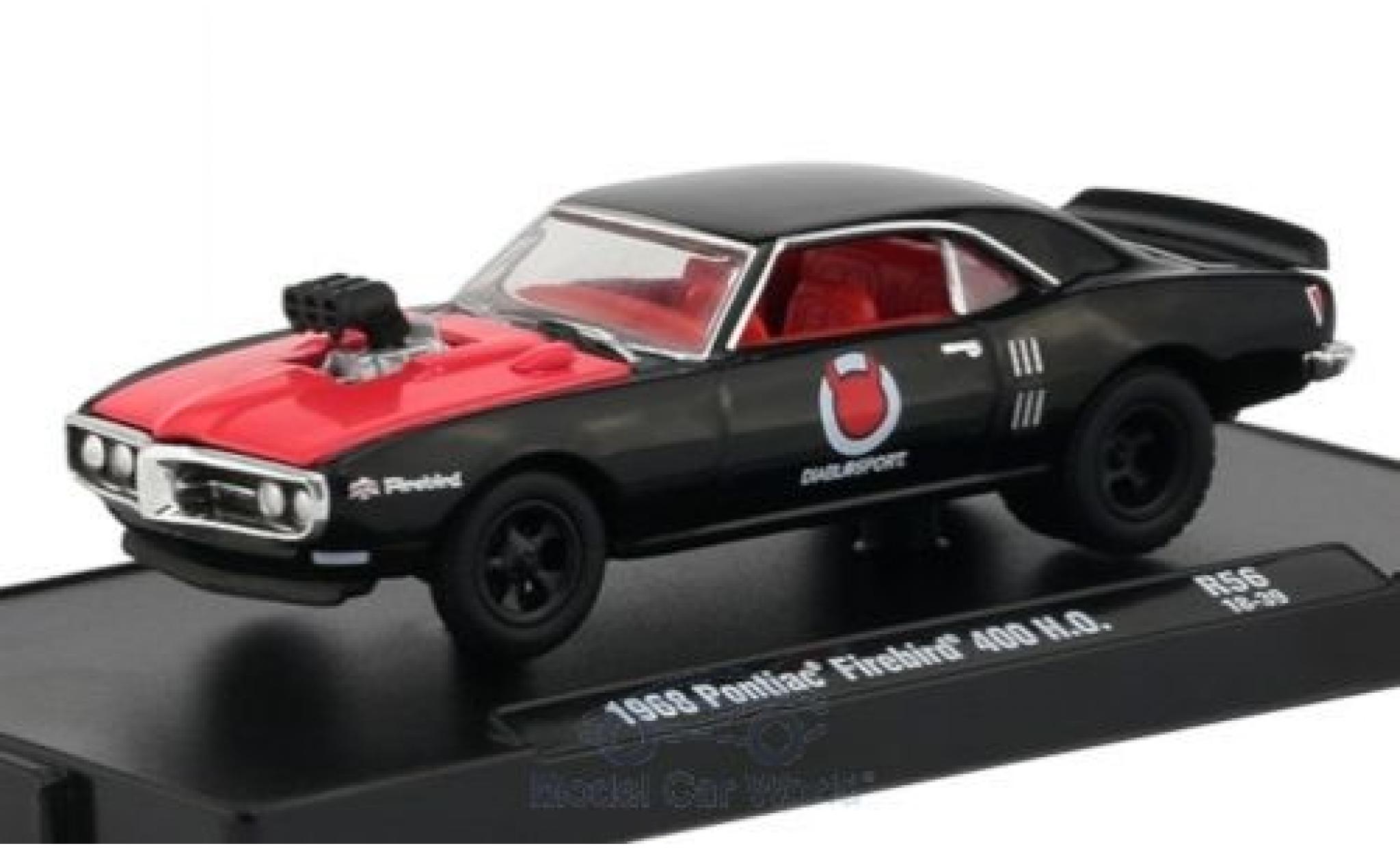 Pontiac Firebird 1/64 M2 Machines 400 H.O. zwart/rood 1968 modelauto