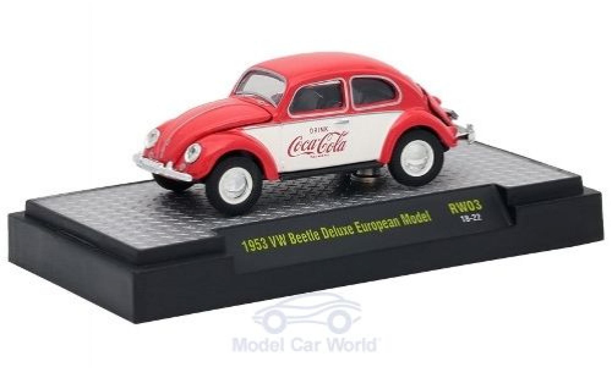 Volkswagen Beetle 1/64 M2 Machines Deluxe European Model rood/wit Coca Cola 1953 modelauto