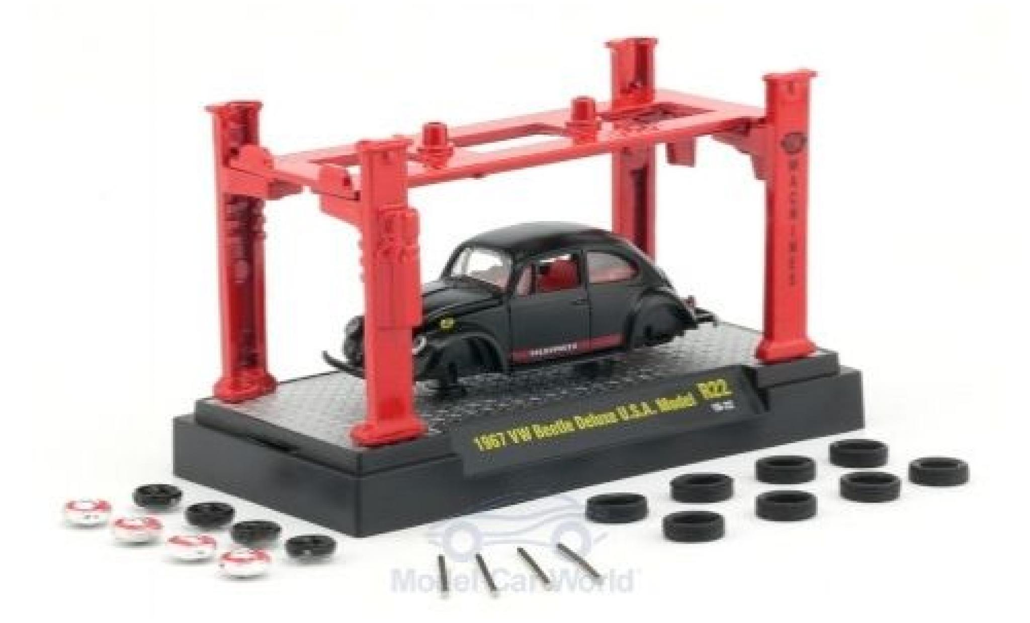 Volkswagen Beetle 1/64 M2 Machines DeLuxe matt-zwart 1967 Model-Kit Bausatz inklusive 4 Ersatzr&auml;dern modelauto