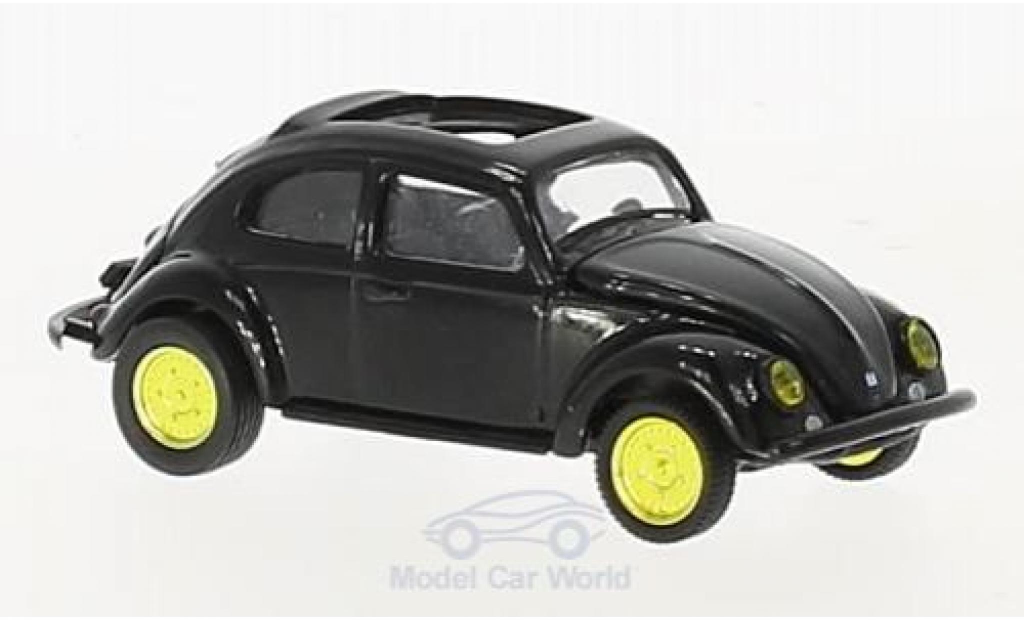 Volkswagen Beetle 1/64 M2 Machines Deluxe zwart U.S.A.Model 1953 mit golden Felgen modelauto