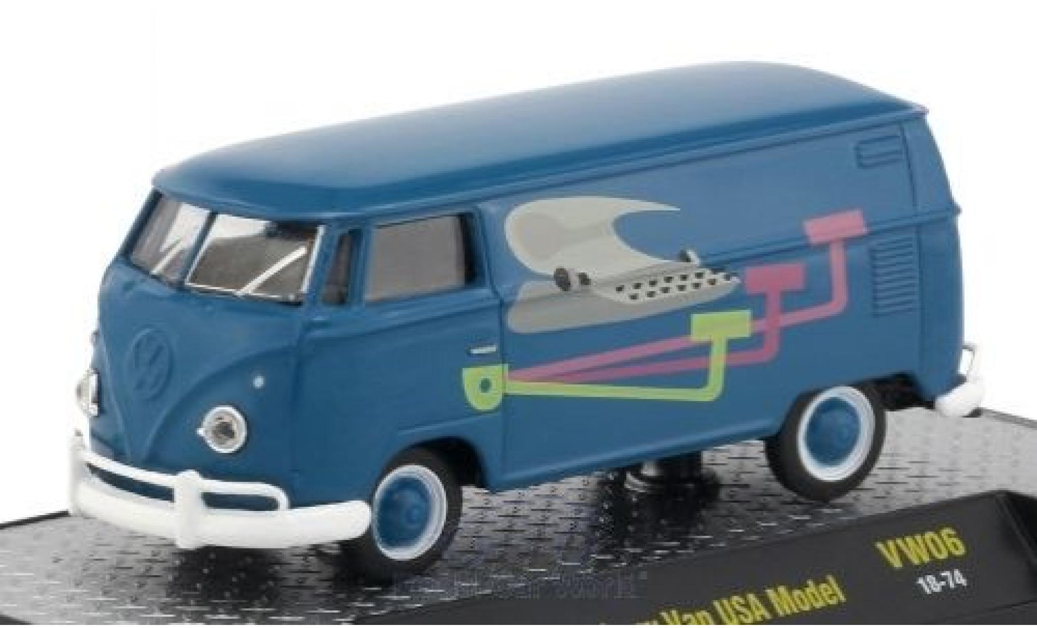 Volkswagen T1 1/64 M2 Machines Bestelwagen blauw/Dekor 1960 USA-Version modelauto