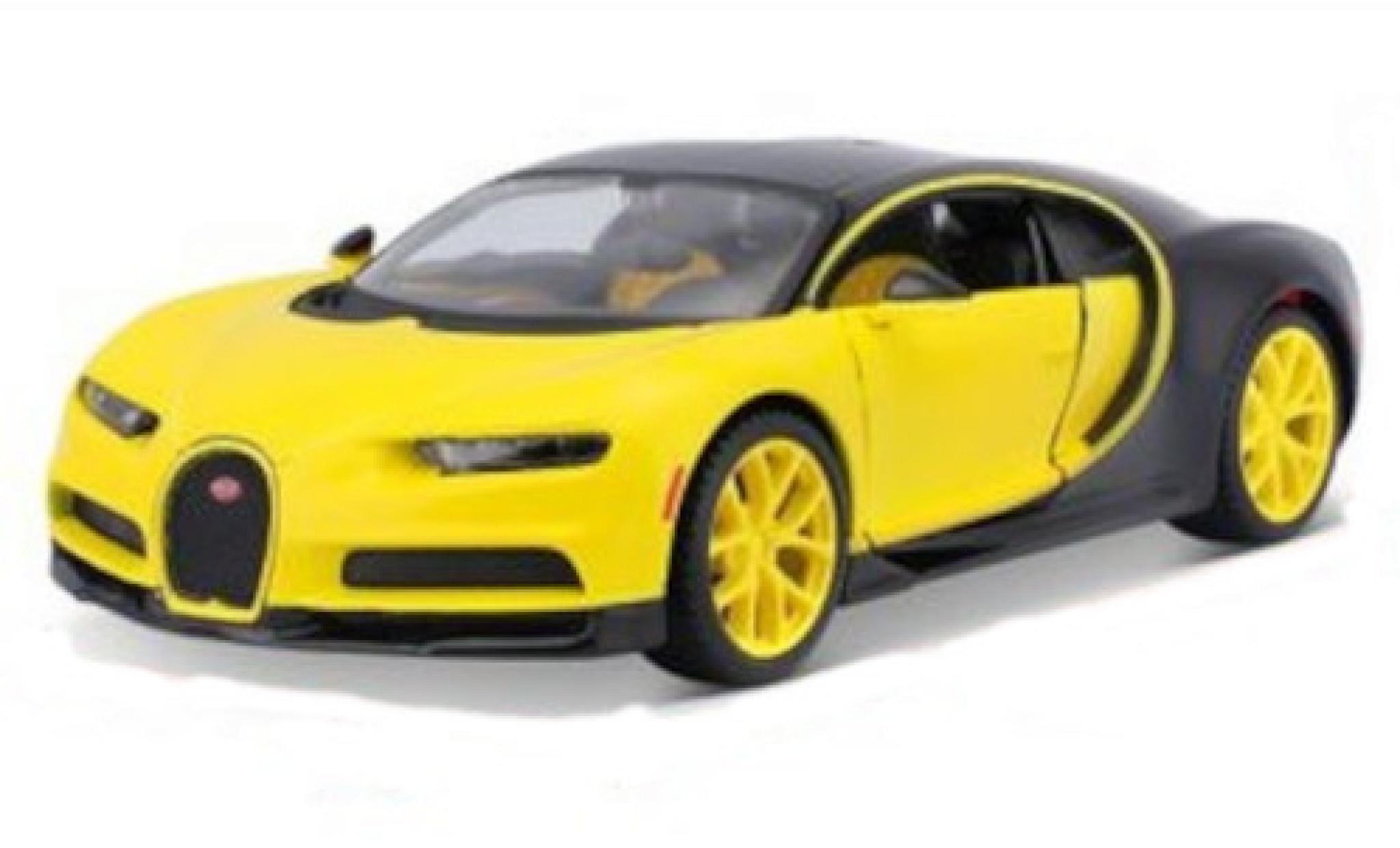 Bugatti Chiron 1/24 Maisto geel/zwart 2018 modelauto