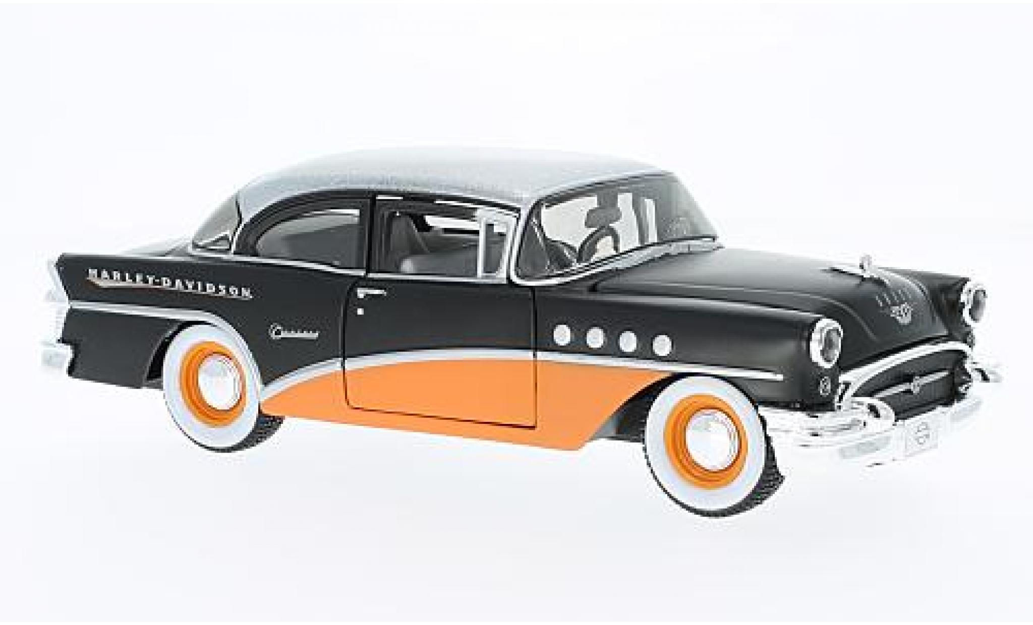 Buick Century 1/24 Maisto matt-zwart/oranje Harley-Davidson 1955 modelauto