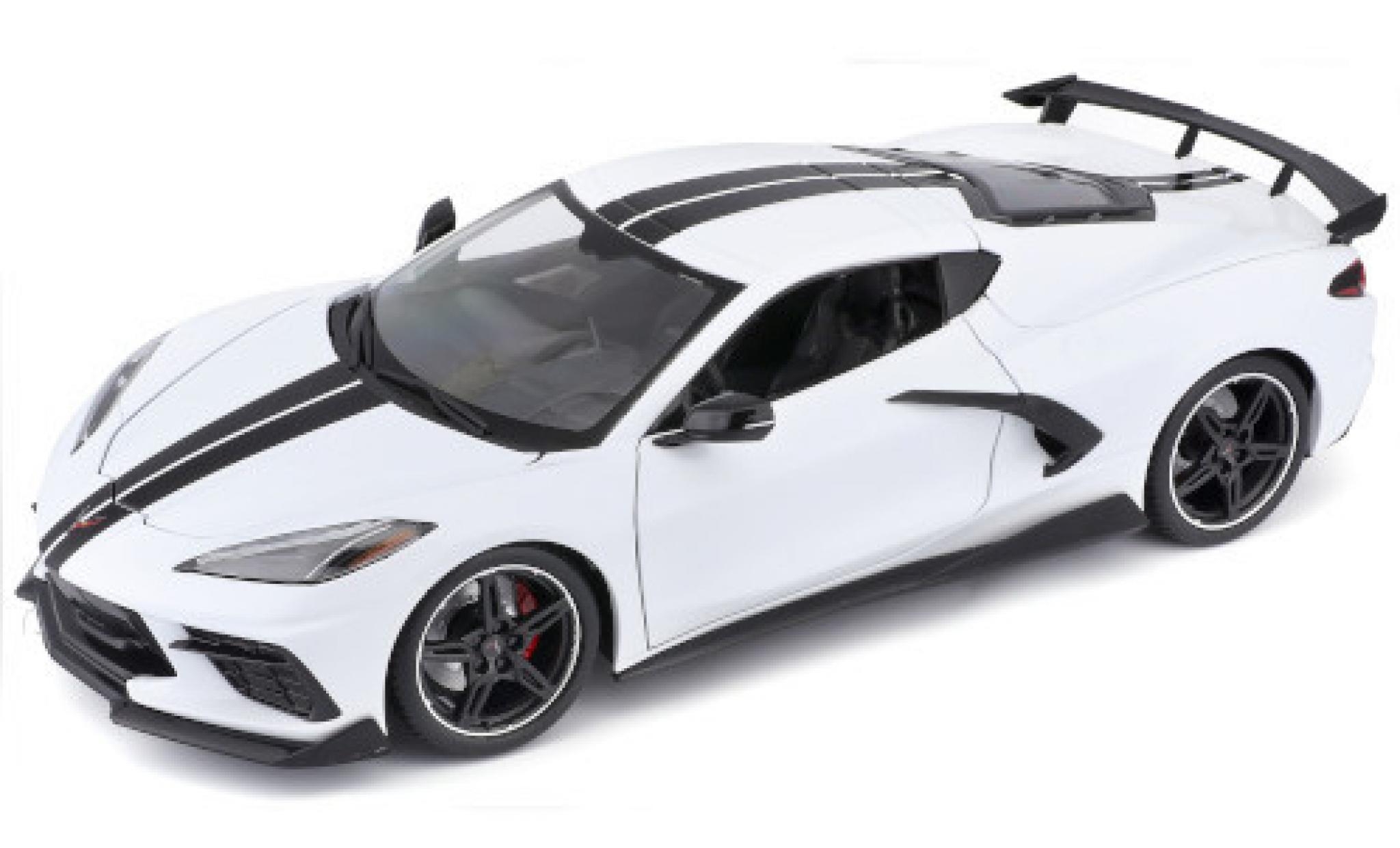 Chevrolet Corvette 1/18 Maisto Stingray (C8) wit/zwart 2020 modelauto