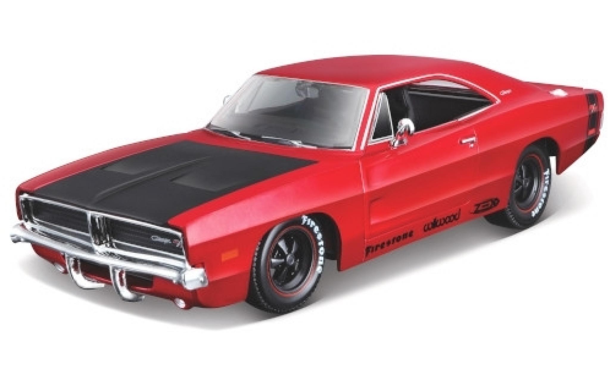 Dodge Charger 1/24 Maisto R/T Tuning metallic rood/matt-zwart 1969 modelauto
