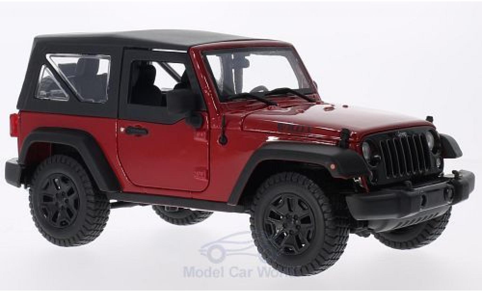 Jeep Wrangler 1/18 Maisto rood/zwart 2014 mit SoftTop modelauto
