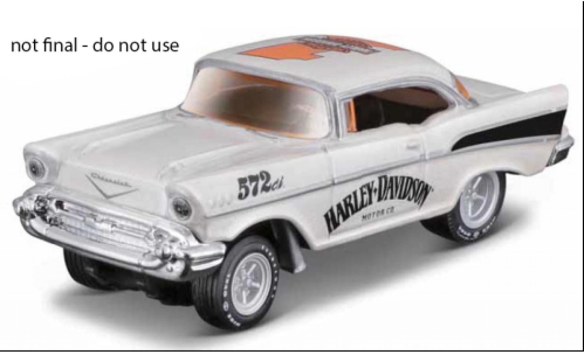 Chevrolet Bel Air 1/64 Maisto wit/zwart Harley-Davidson 1957 modelauto