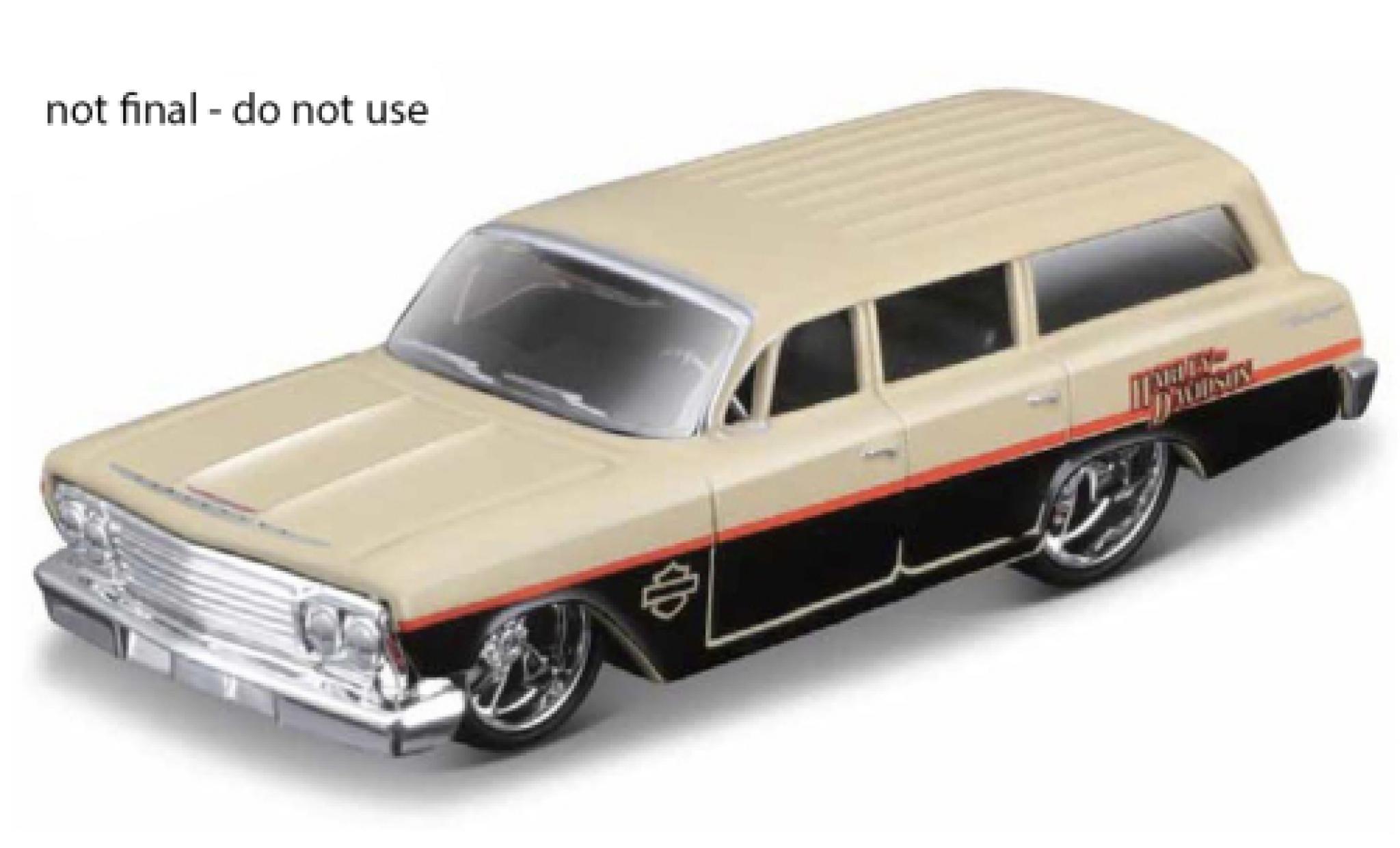 Chevrolet Biscayne 1/64 Maisto Station Wagon beige/zwart Harley-Davidson 1962 modelauto