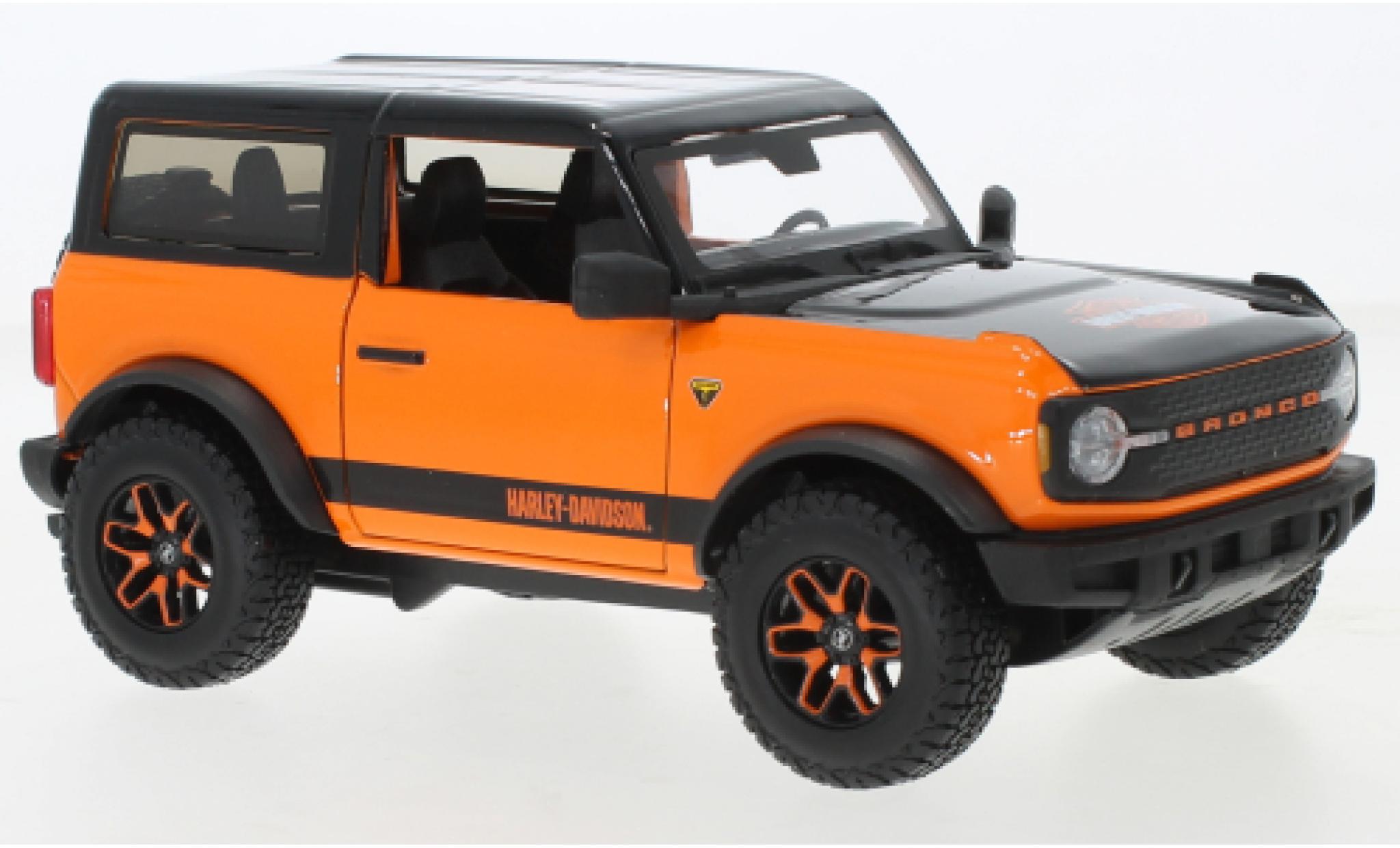 Ford Bronco 1/24 Maisto Douane oranje/zwart Harley-Davidson modelauto