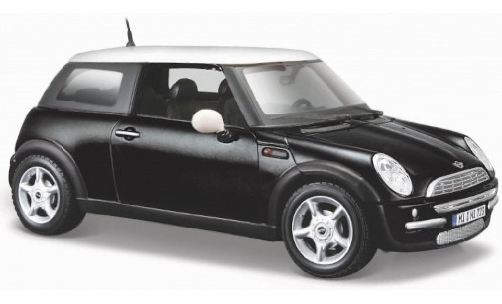 Mini Cooper 1/24 Maisto matt-zwart/wit modelauto