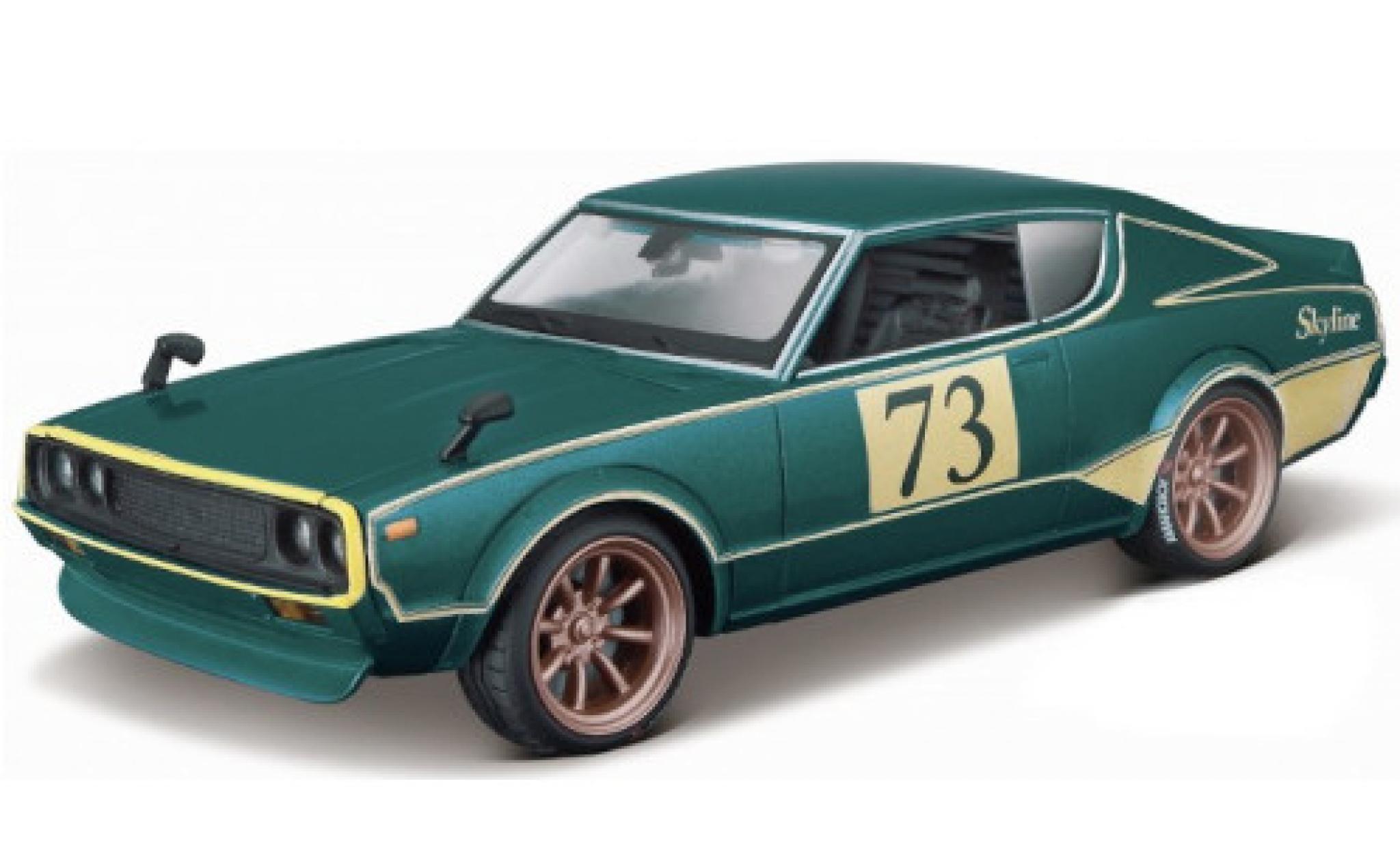Nissan Skyline 1/24 Maisto 2000 GTR (KPGC110) Tokyo Mod metallic groen/Dekor 1973 modelauto