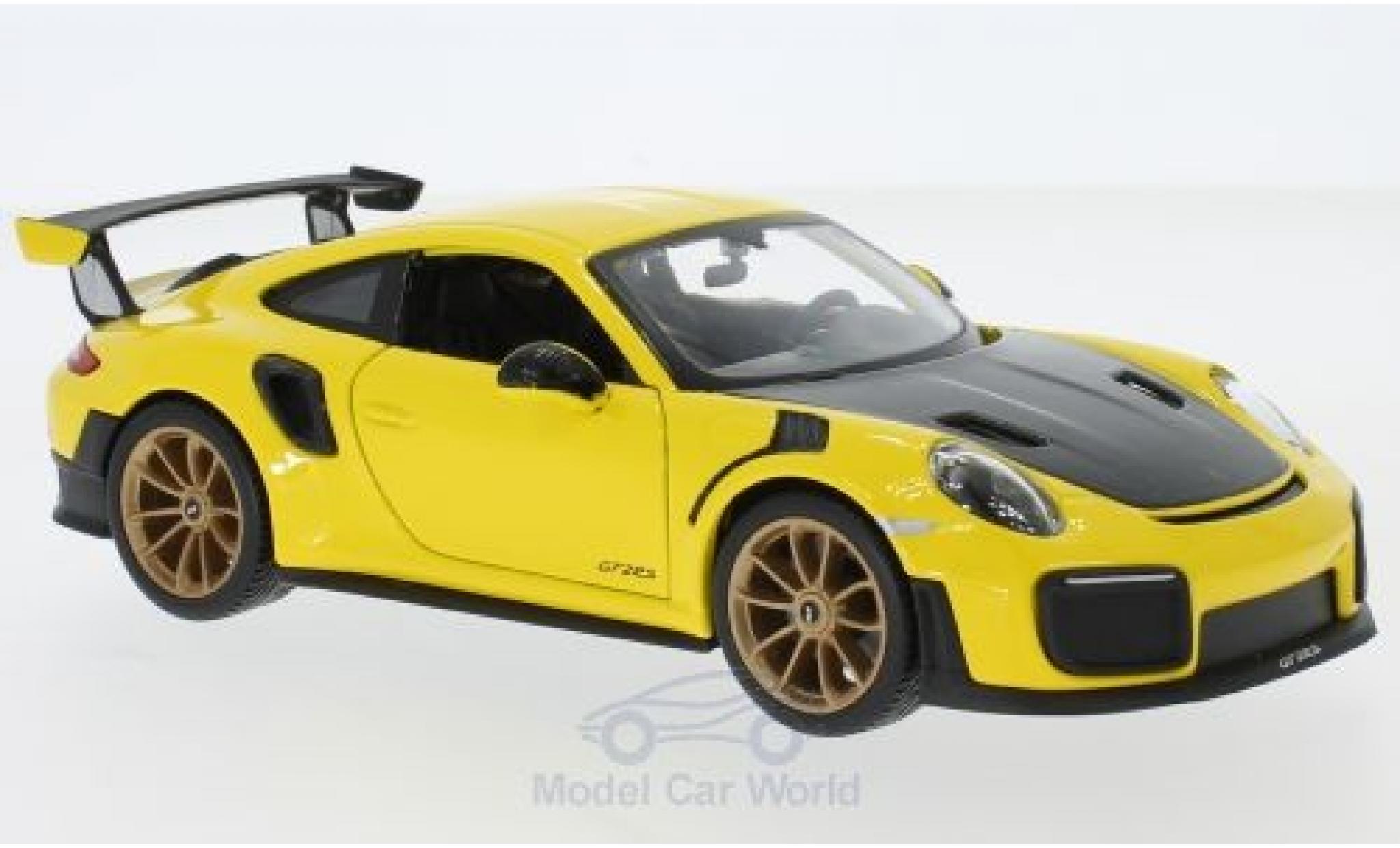 Porsche 991 GT2 RS 1/24 Maisto 911 (.2) GT2 RS geel/zwart 2018 modelauto