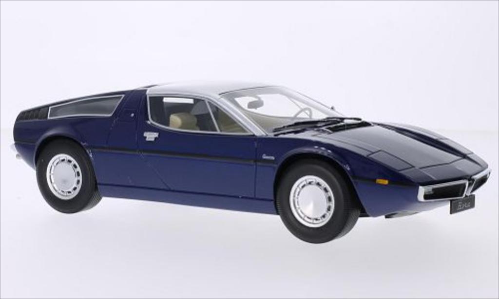 Maserati Bora 1/18 Minichamps metallic blauw/grijs 1970 modelauto