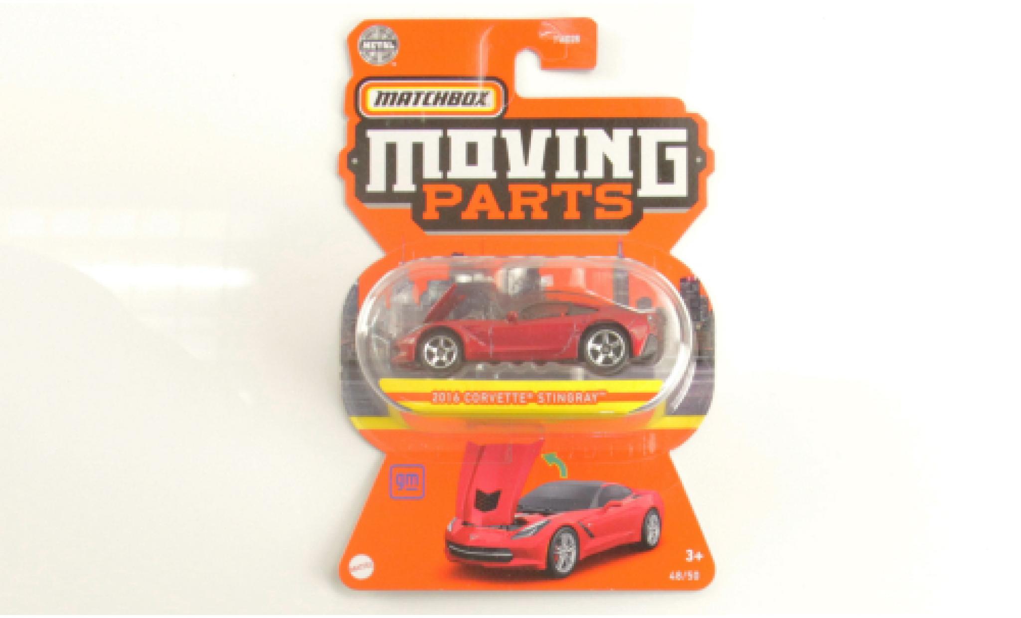 Chevrolet Corvette 1/64 Matchbox (C7) Stingray metallic rood fonc&eacute; 2016 modelauto